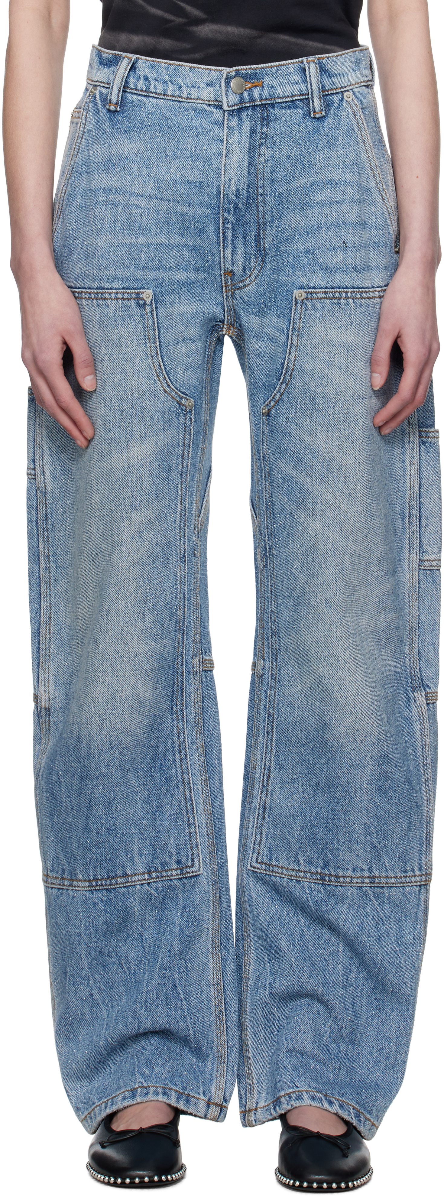 Blue High-Waist Workwear Jeans