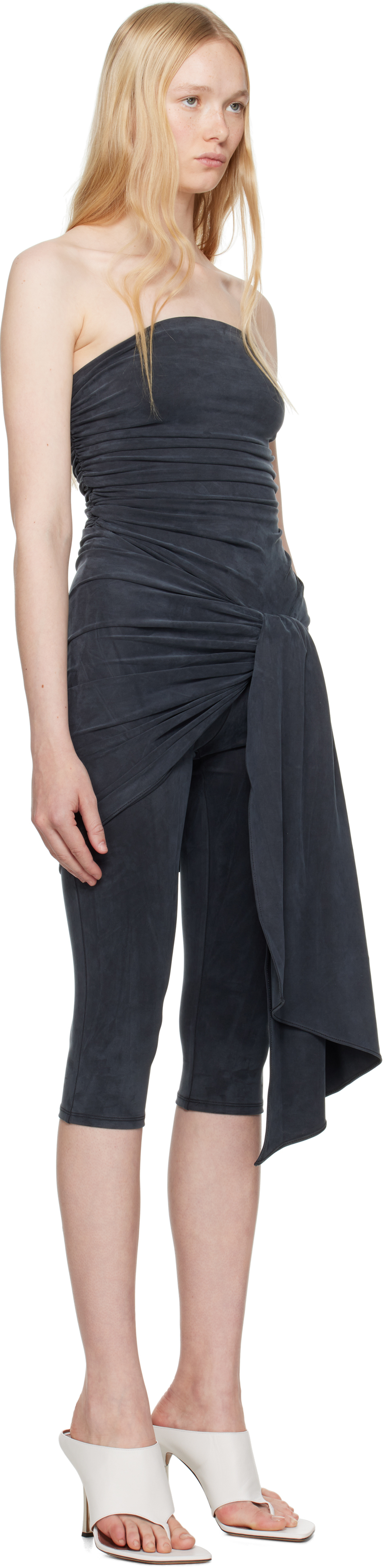 Alexander Wang Vintage Effect Stretch Jumpsuit With Knot Detail In Grey