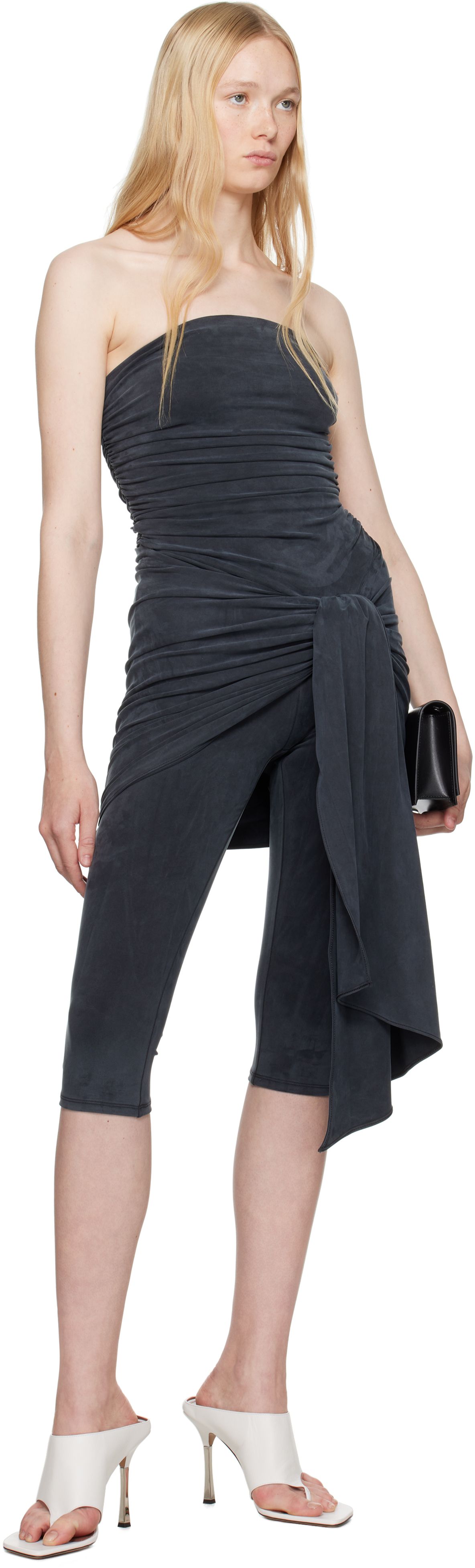 Alexander Wang Vintage Effect Stretch Jumpsuit With Knot Detail In Grey