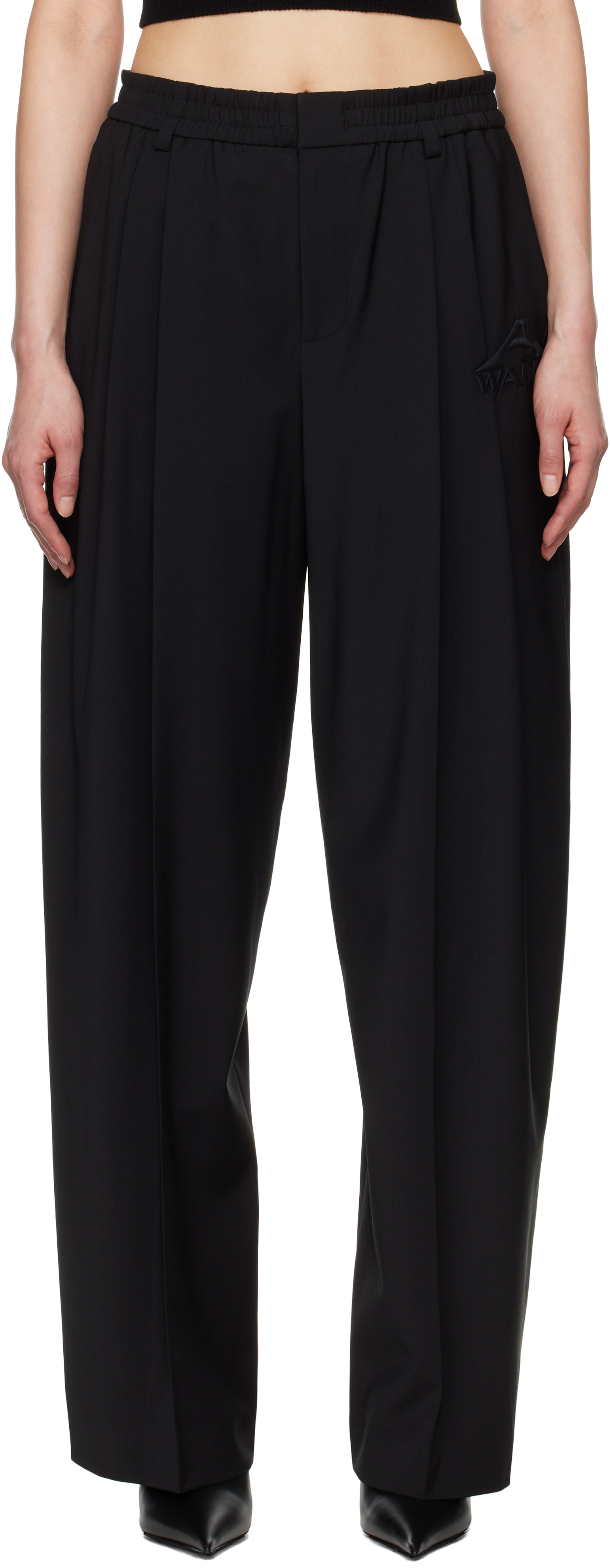 Black Tropical Wool Balloon Trousers