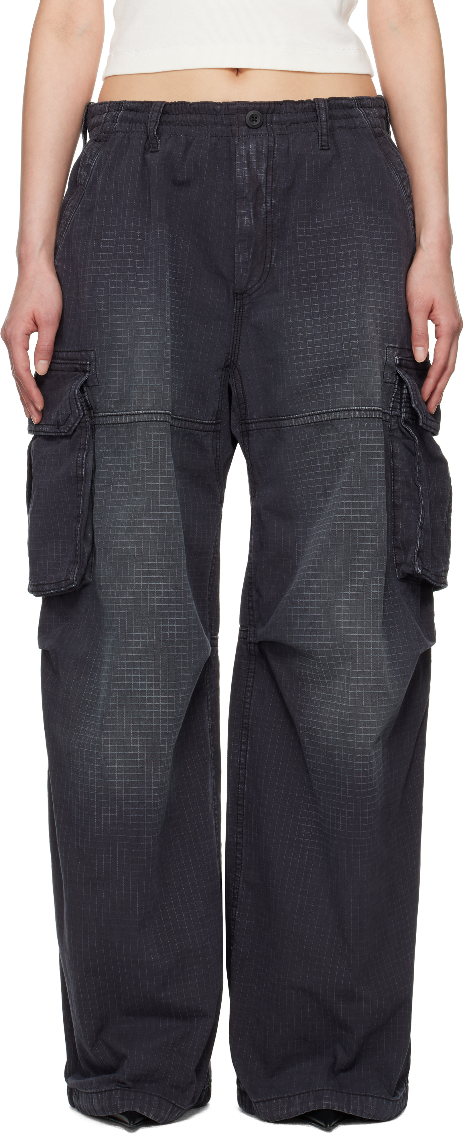 Black Pre-Styled Ripstop Cargo Pants