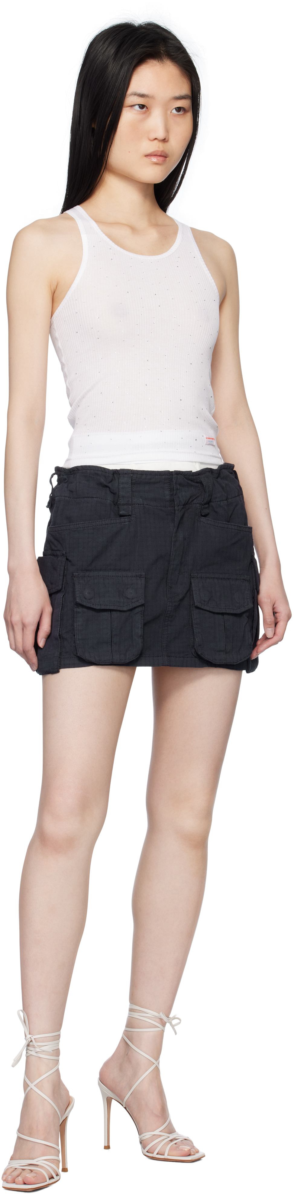 Alexander Wang Pre-styled Cargo Skirt With Logo Elastic In Ashphalt