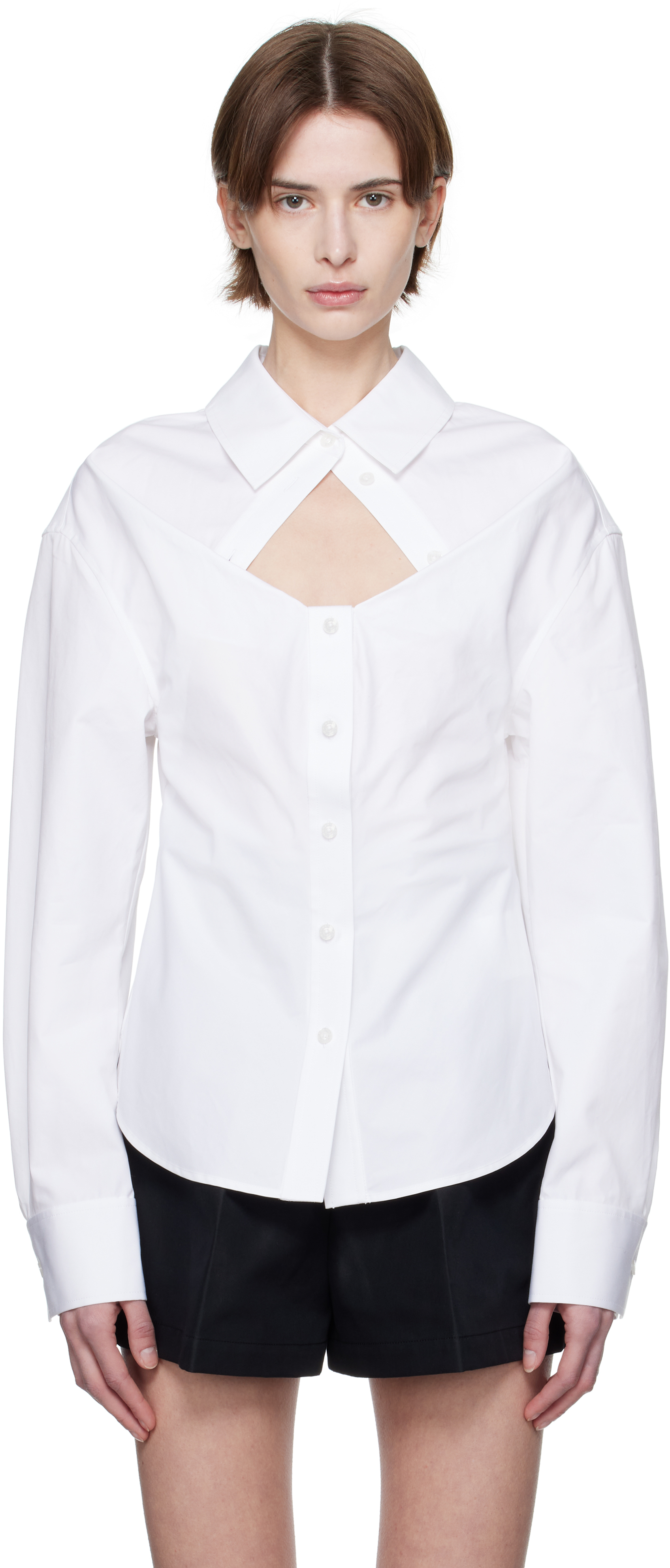 White Deconstruction Button-Up Shirt