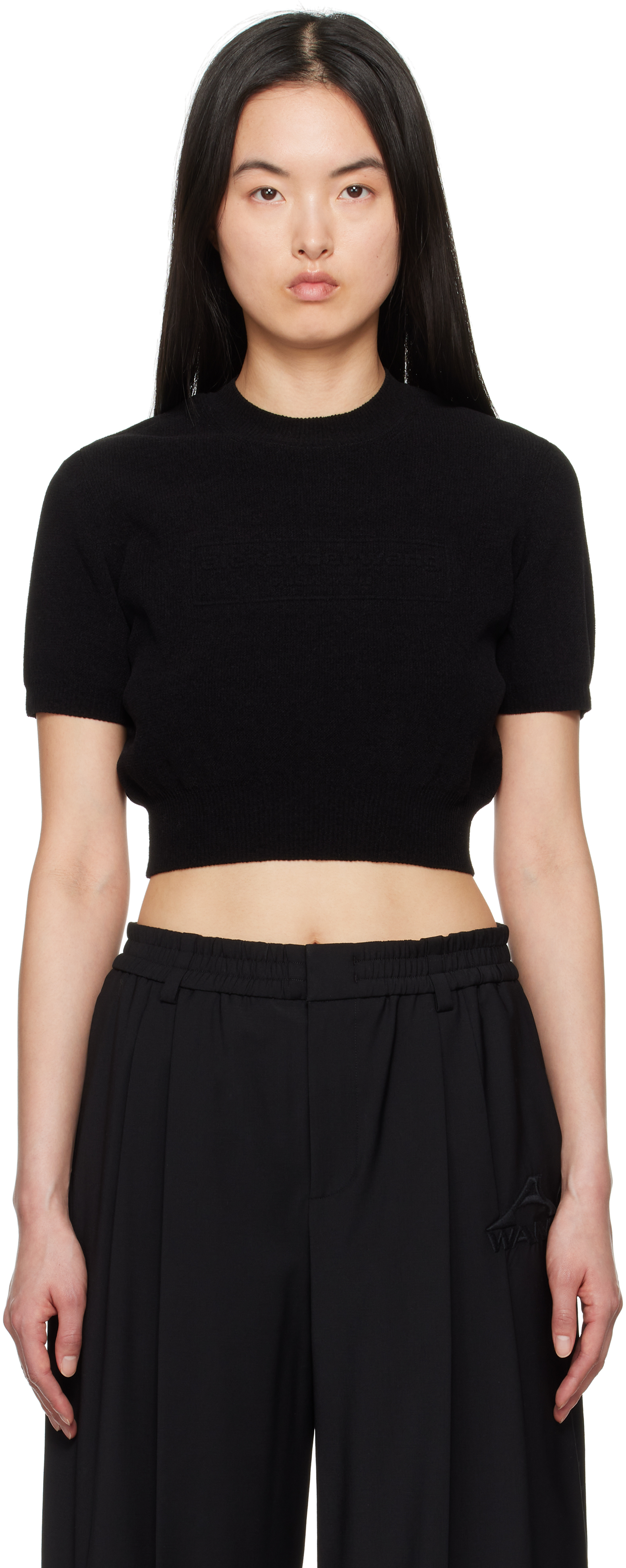 【Alexander Wang】ロゴエンボス リブ シェニール Tシャツ Alexander Wang ☆グレー ロゴエンボス リブ シェニール Tシャツ