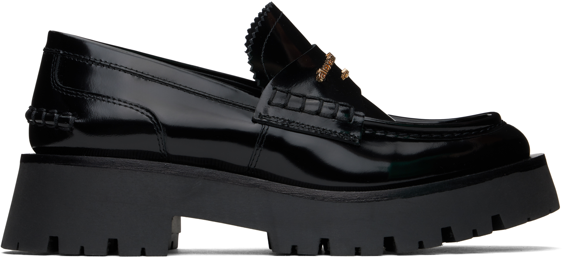 Black Carter Mid-Heel Lug Loafers