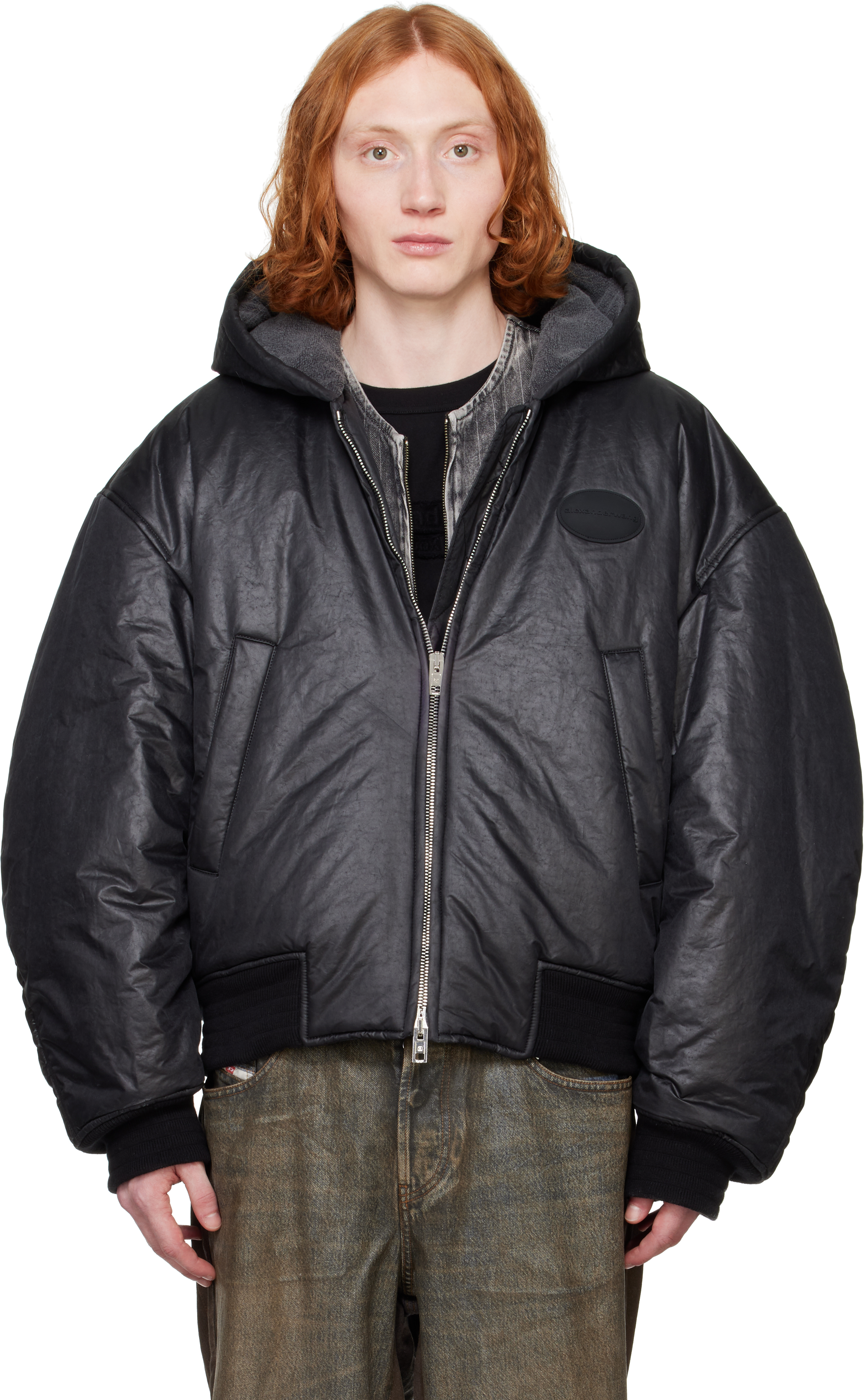 Alexander Wang Black Padded Bomber Jacket In Black