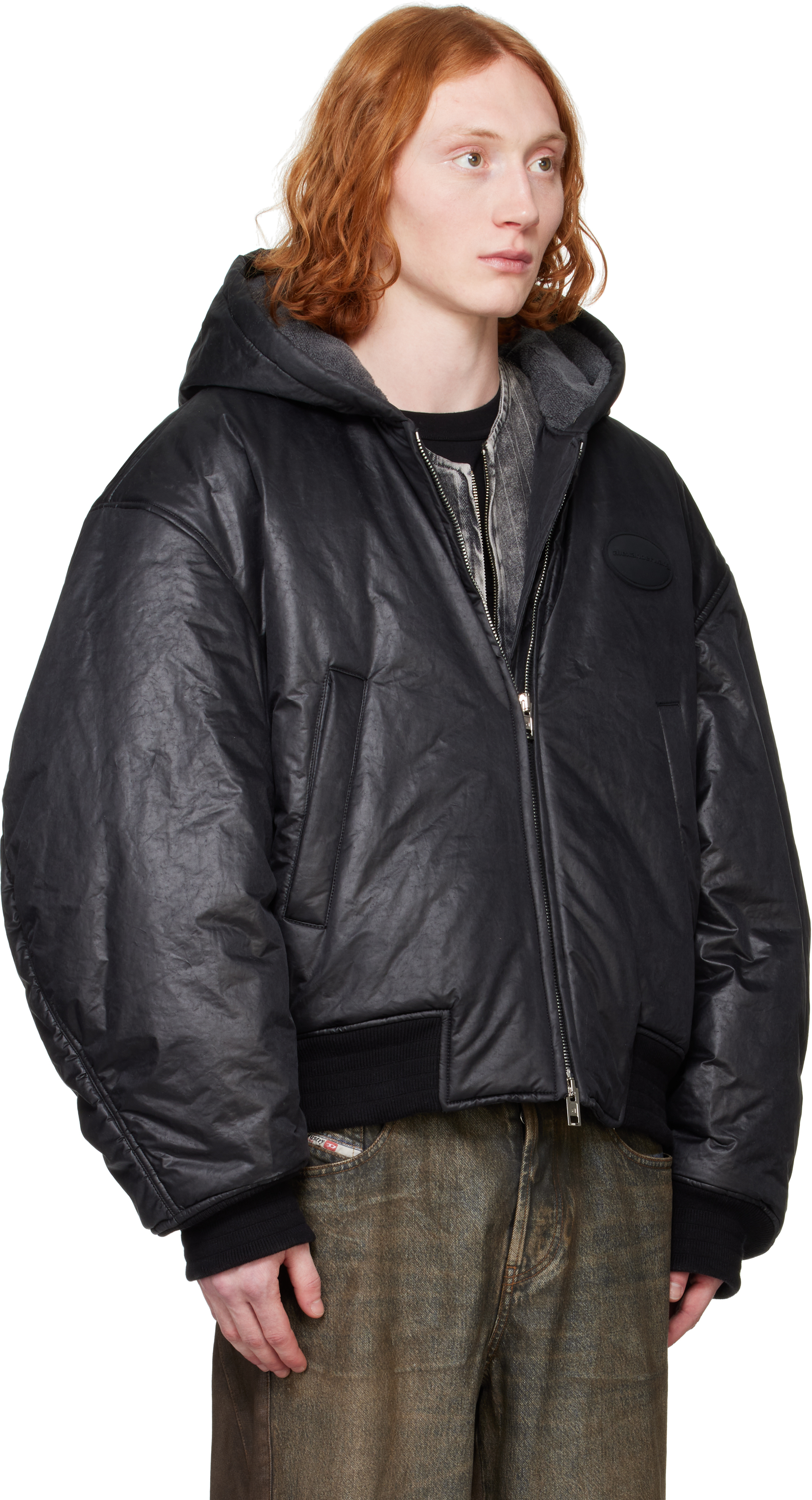 Alexander Wang Black Padded Bomber Jacket In Black