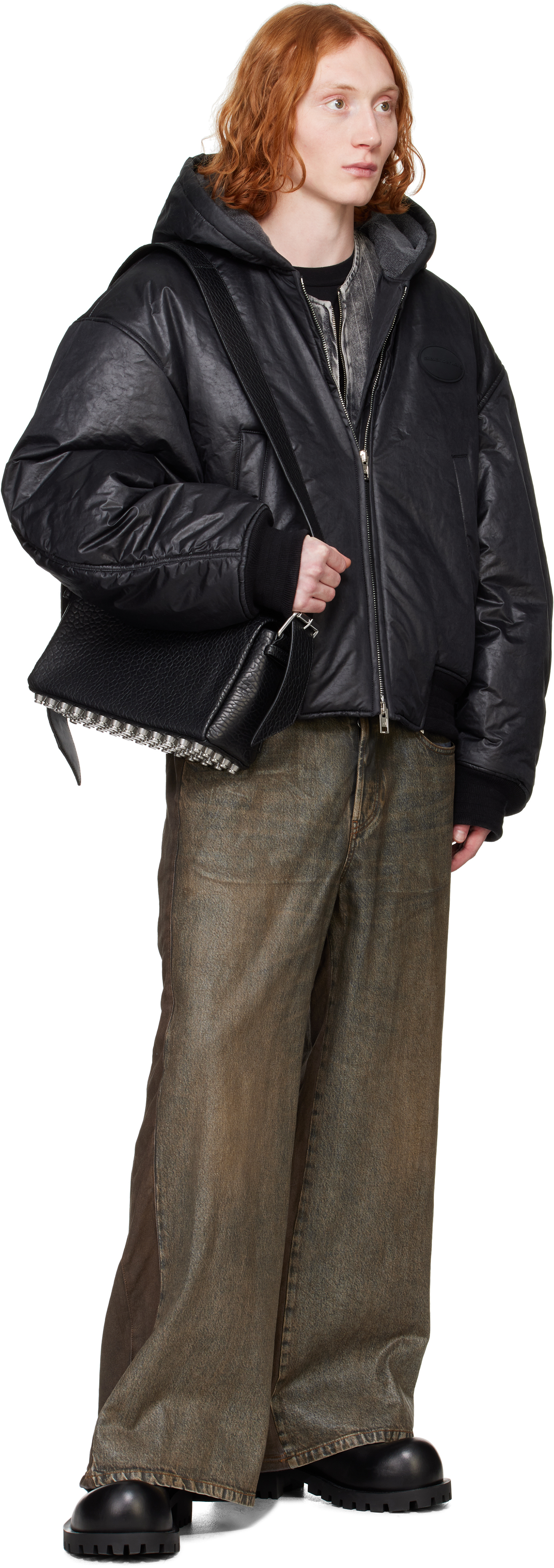 Alexander Wang Black Padded Bomber Jacket In Black