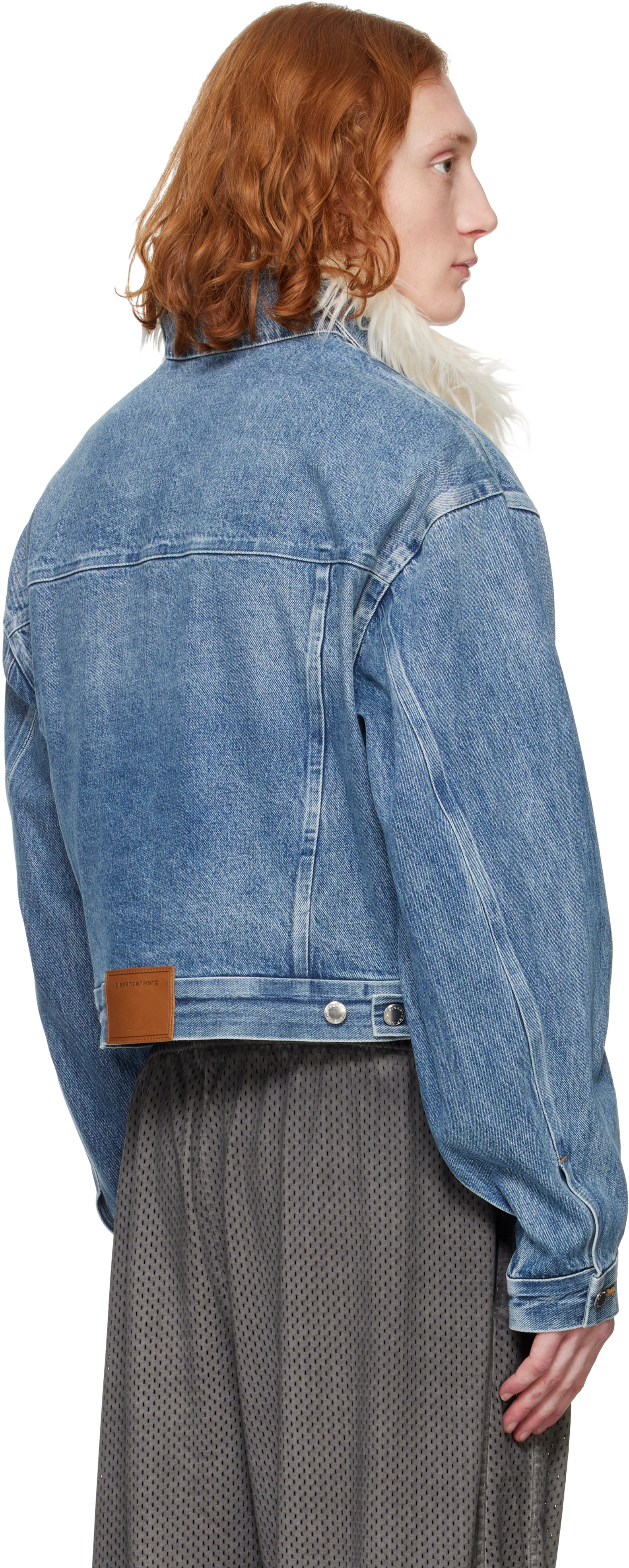 Alexander Wang Blue Rounded Trucker Denim Jacket In Vintage Medium Indig