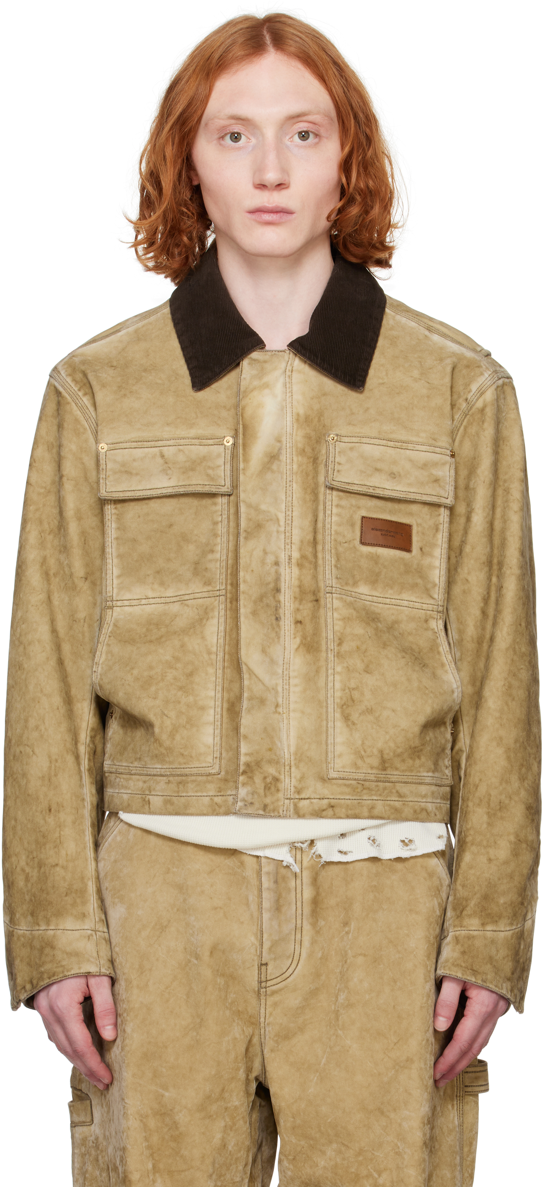 Tan Workwear Faux-Suede Jacket
