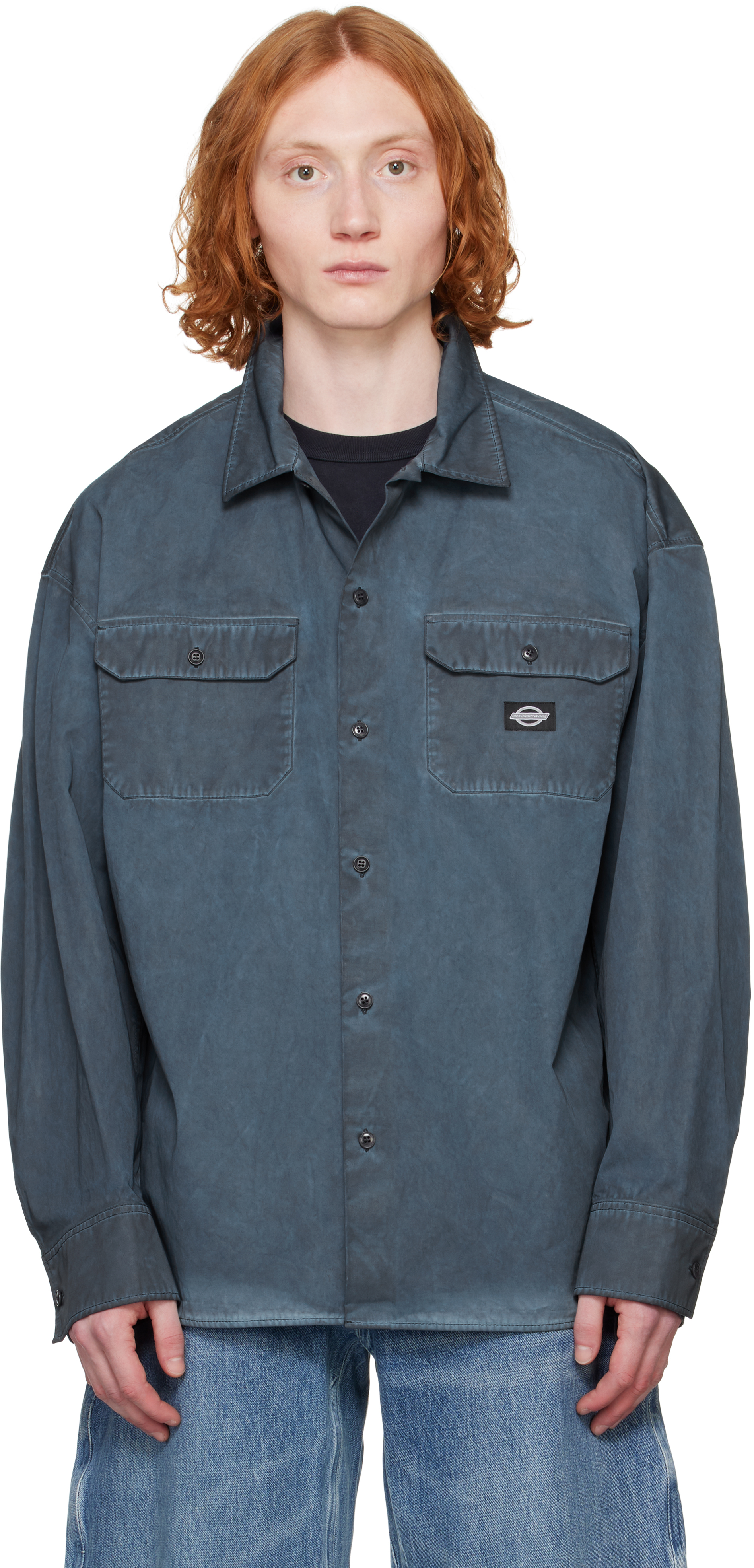 ALEXANDER WANG NAVY OVERSIZED WORKWEAR SHIRT