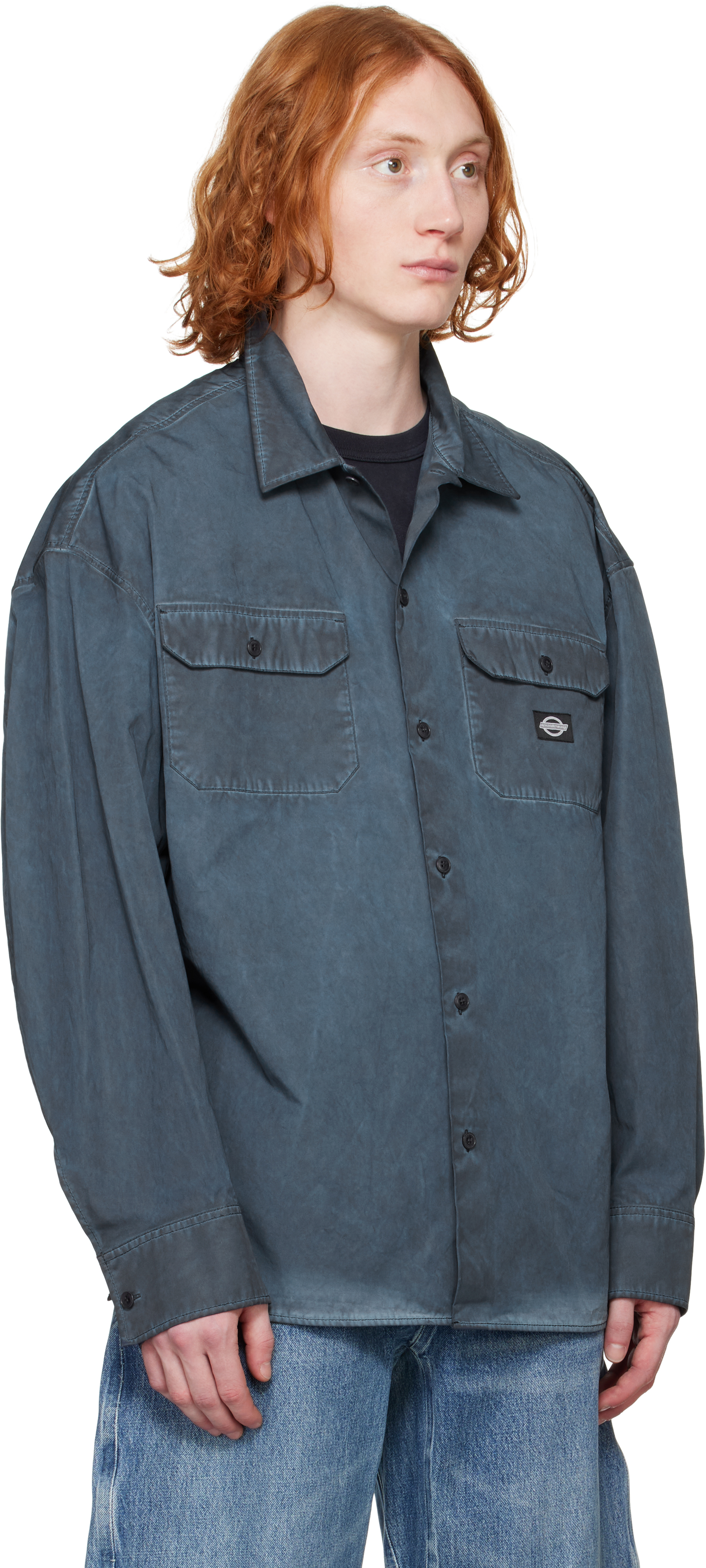 ALEXANDER WANG NAVY OVERSIZED WORKWEAR SHIRT
