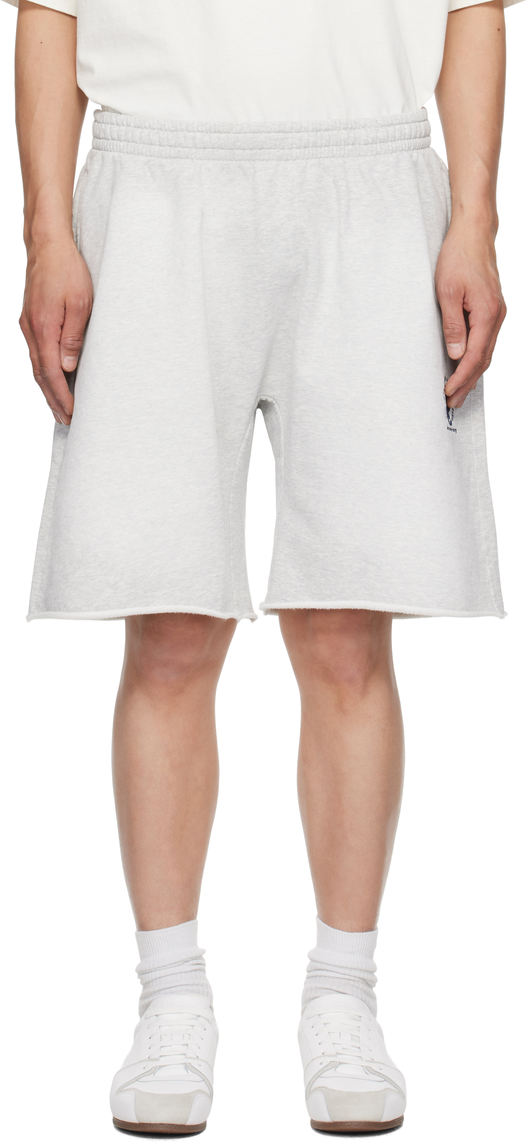 Gray Logo Oversized Cotton Terry Sweat Shorts