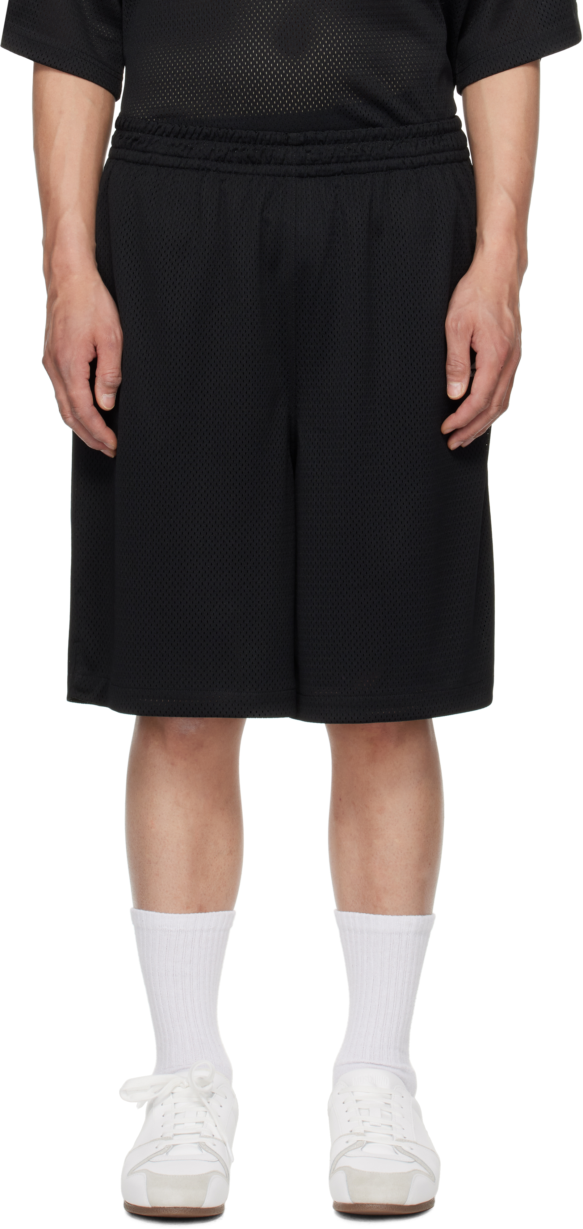 Alexander Wang Black Athletic Mesh Logo Basketball Shorts In Black