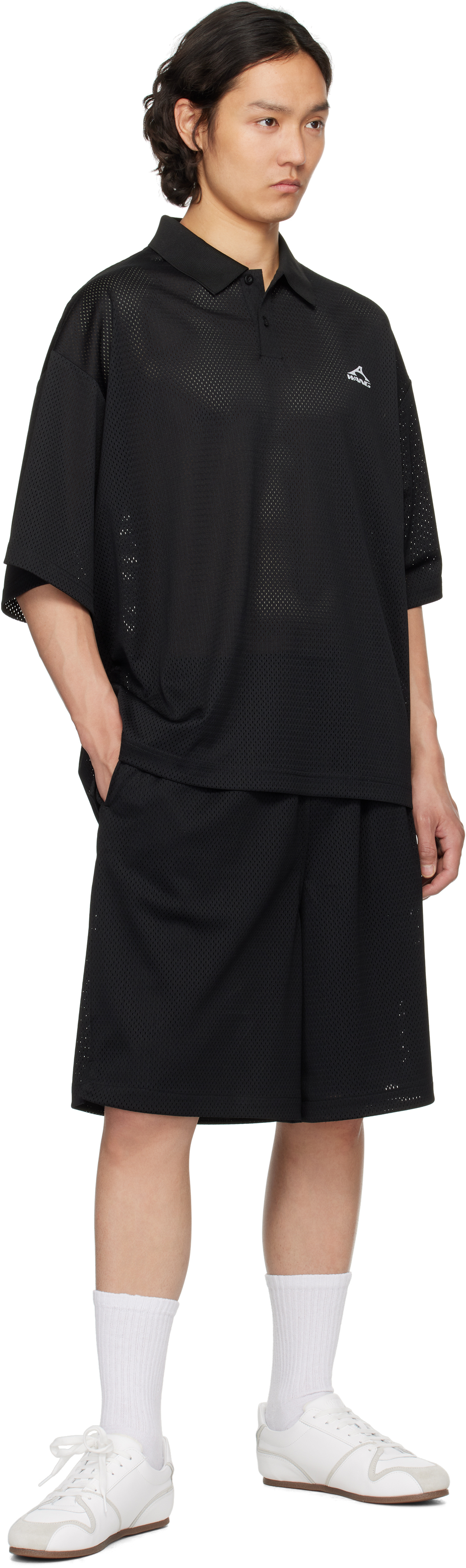 Alexander Wang Black Athletic Mesh Logo Basketball Shorts In Black