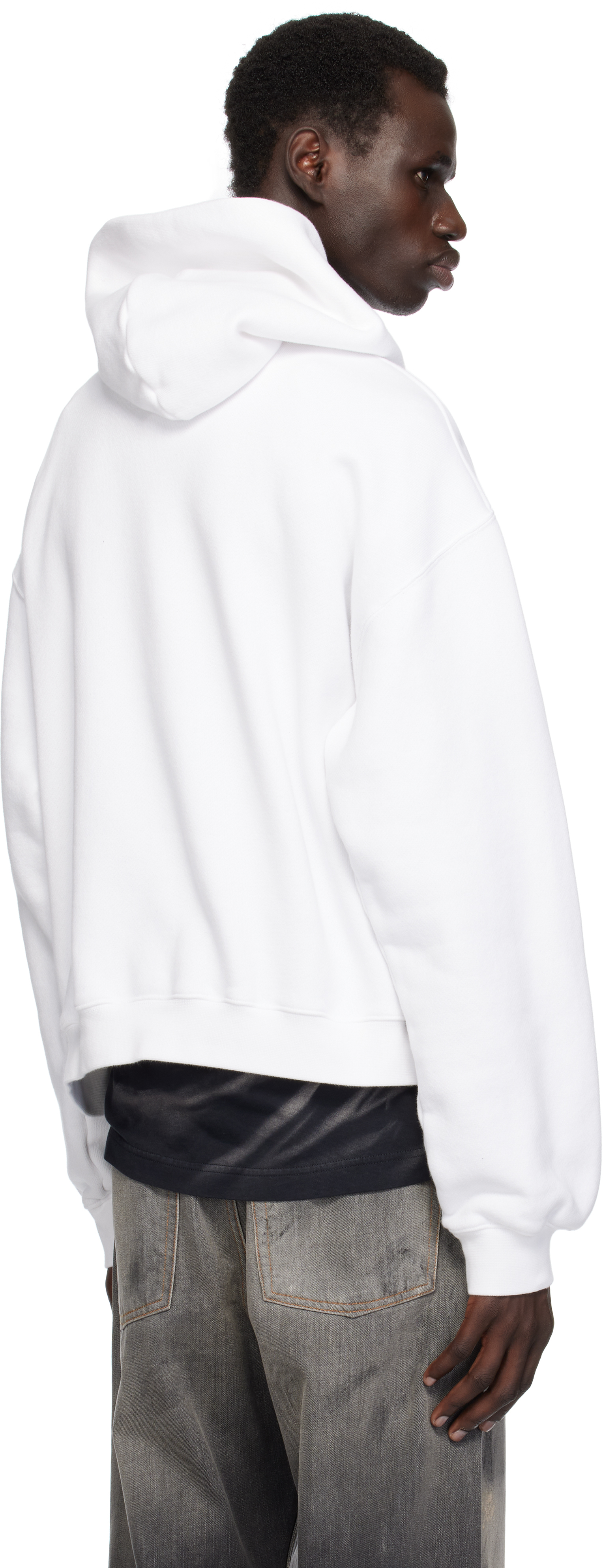 Alexander Wang White Oversize Logo Hoodie In White