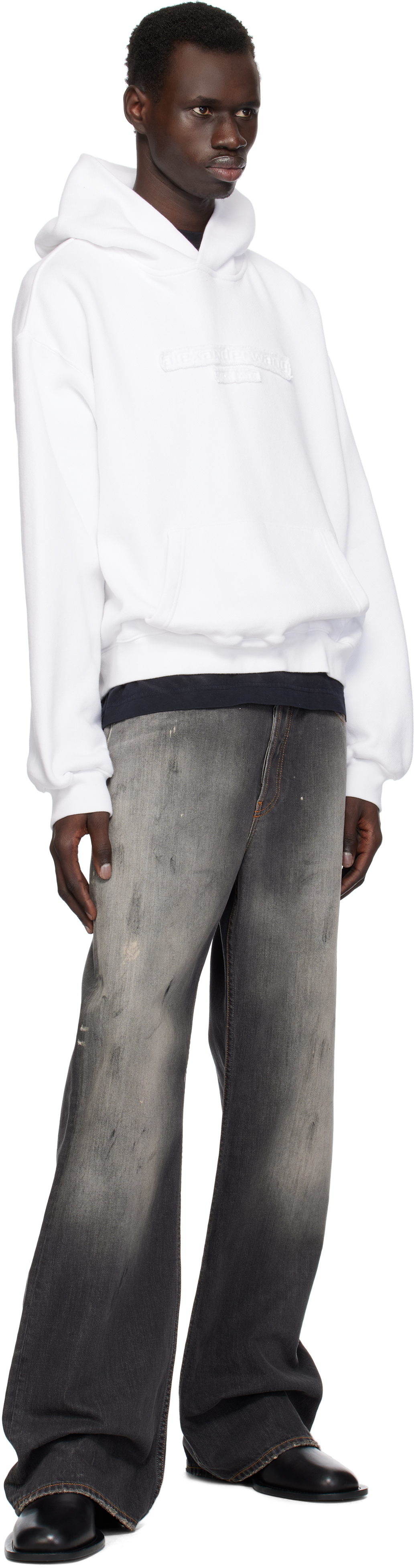 Alexander Wang White Oversize Logo Hoodie In White