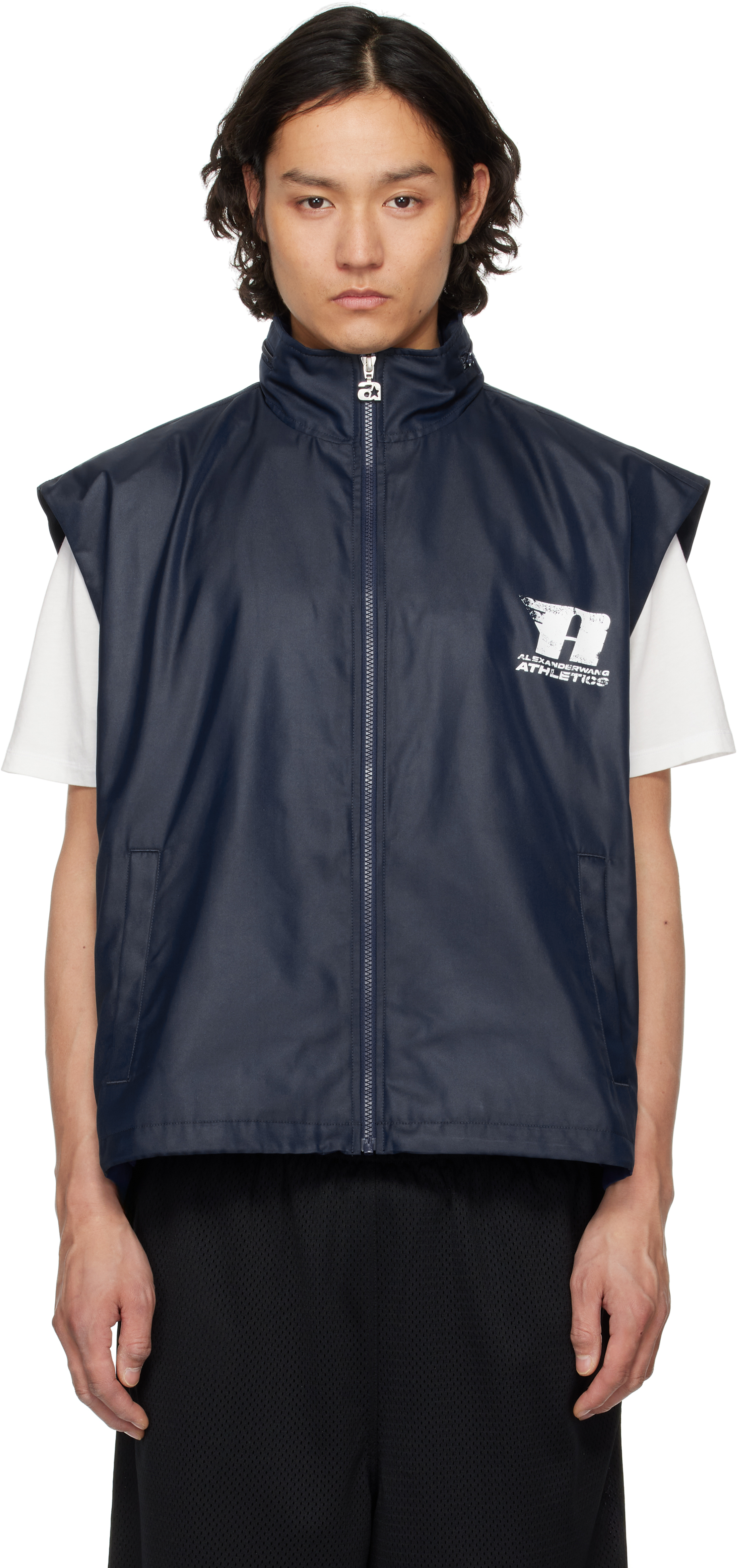 Alexander Wang Navy Oversize Canvas Vest In Navy