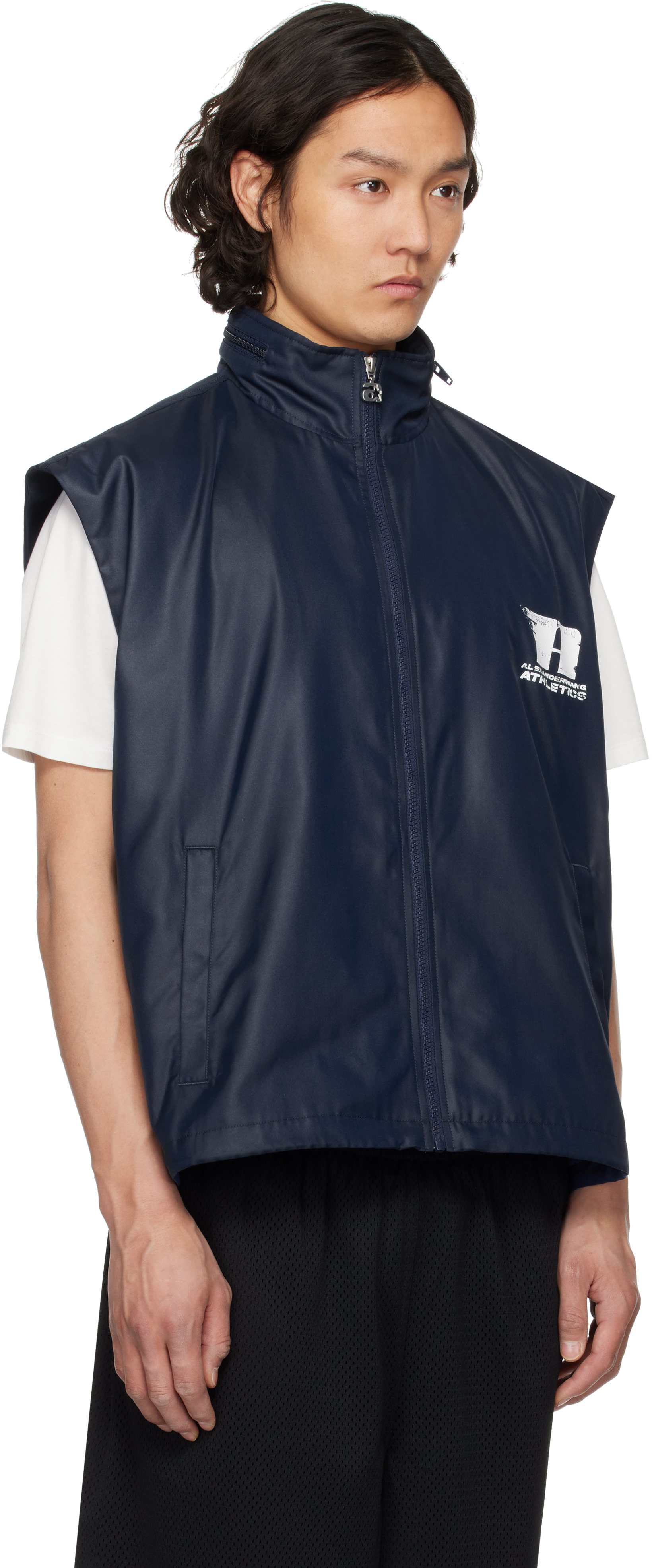 Alexander Wang Navy Oversize Canvas Vest In Navy