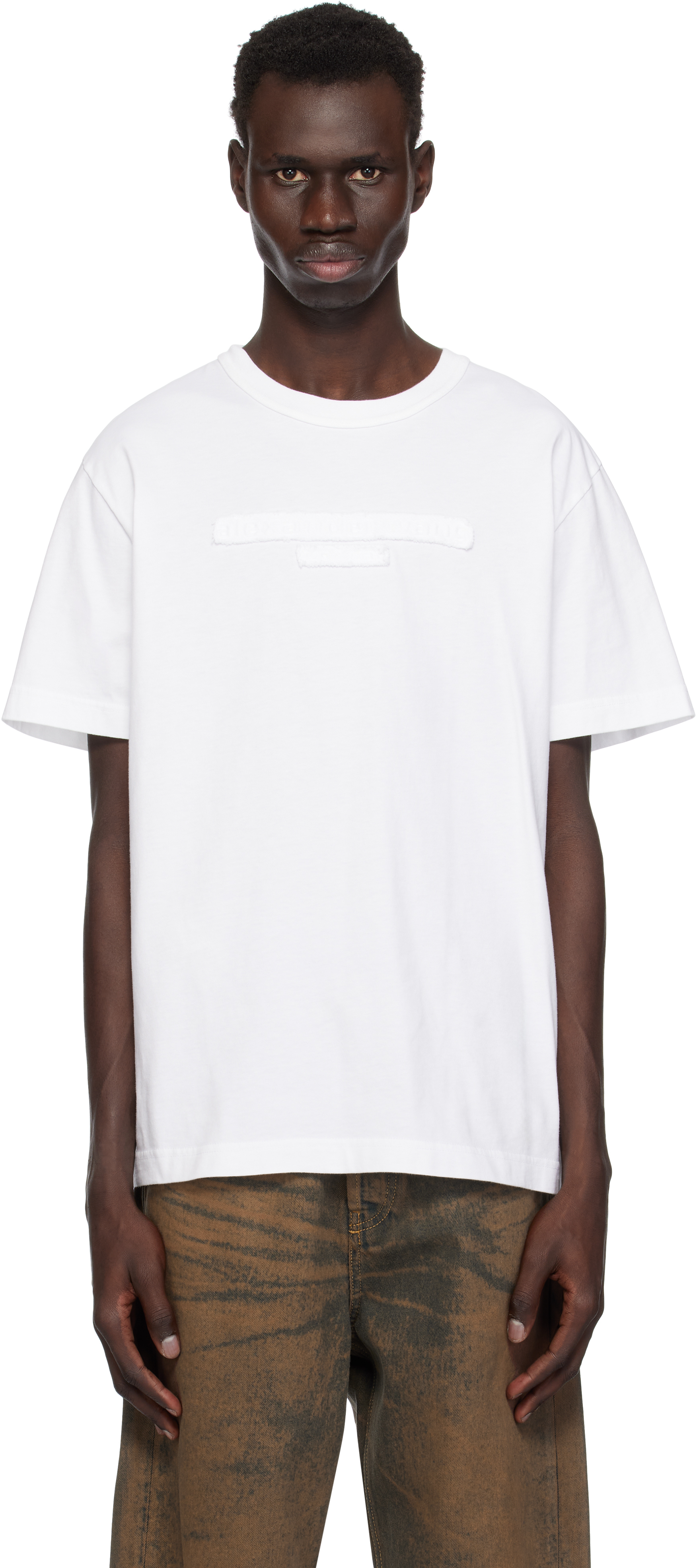 Tシャツ・カットソー Alexander Wang DISTRESSED LOGO T-SHIRT Alexander Wang: White Distressed Logo T-shirt | SSENSE