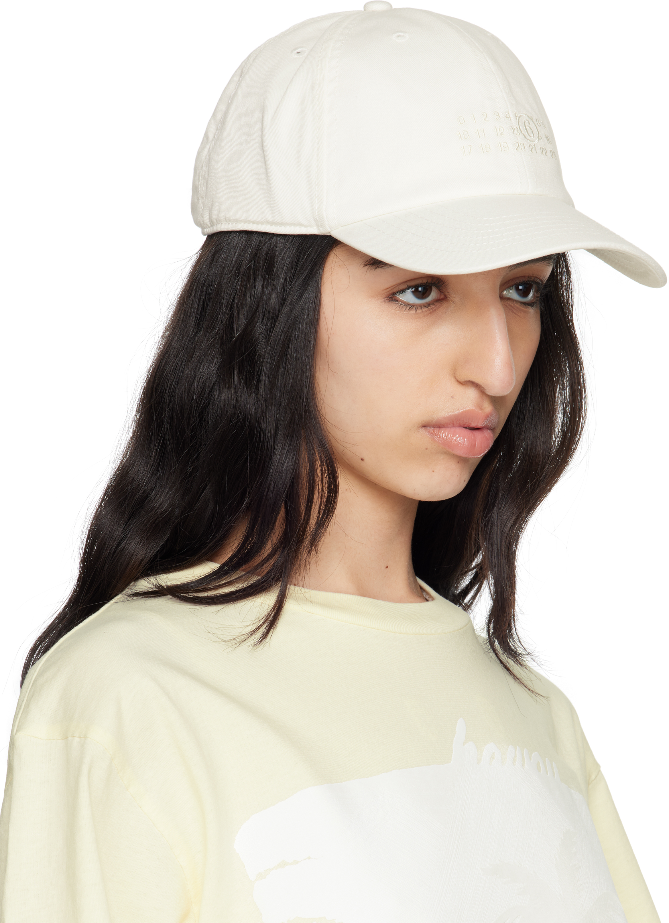 Mm6 Maison Margiela White Baseball Cap In 101 Off White