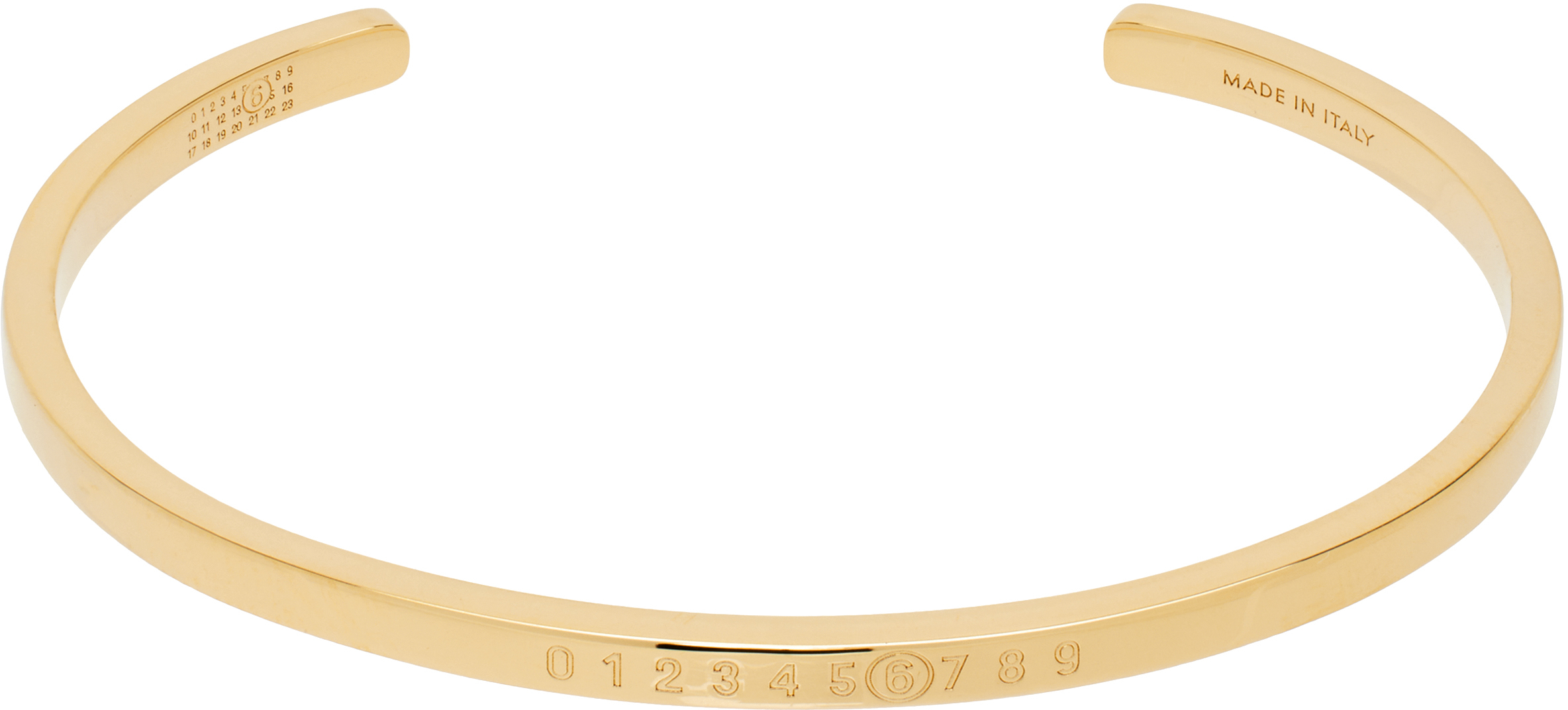 Shop Mm6 Maison Margiela Gold Numeric Minimal Signature Bracelet In 950 Polished Yellow