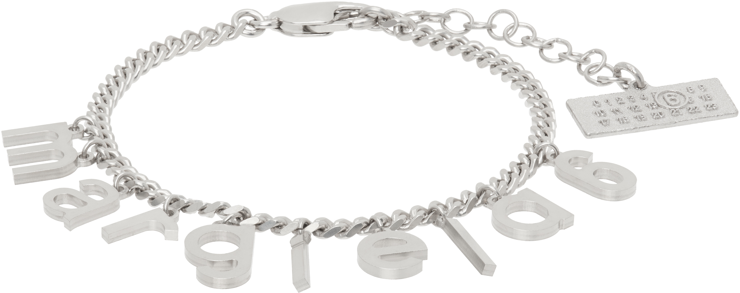 MM6 Maison Margiela: Silver Letter Logo Bracelet | SSENSE MM6 Maison Margiela: Silver Letter Logo Bracelet | SSENSE