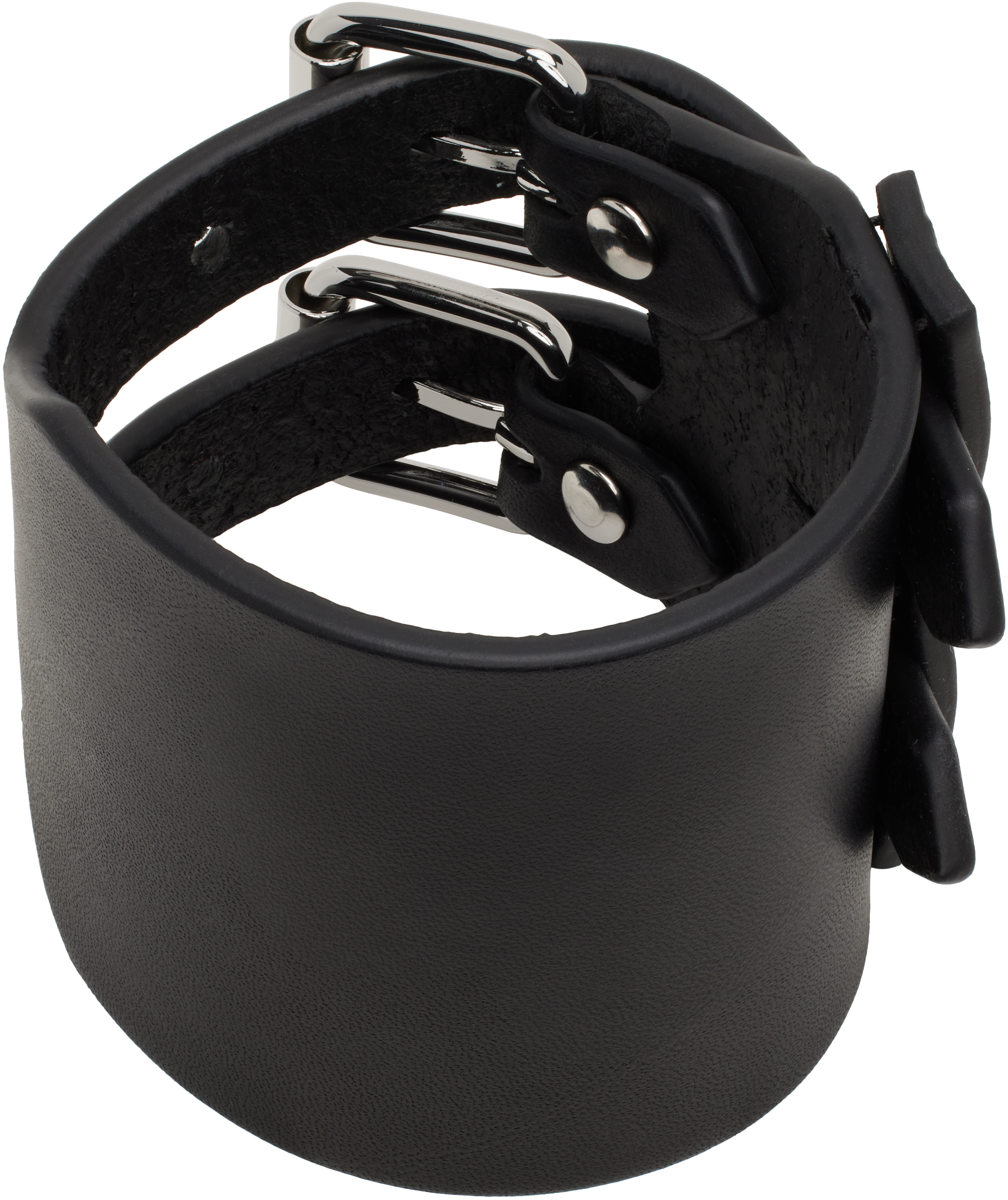 Shop Mm6 Maison Margiela Black Vegetable Leather Bracelet In T8013 Black