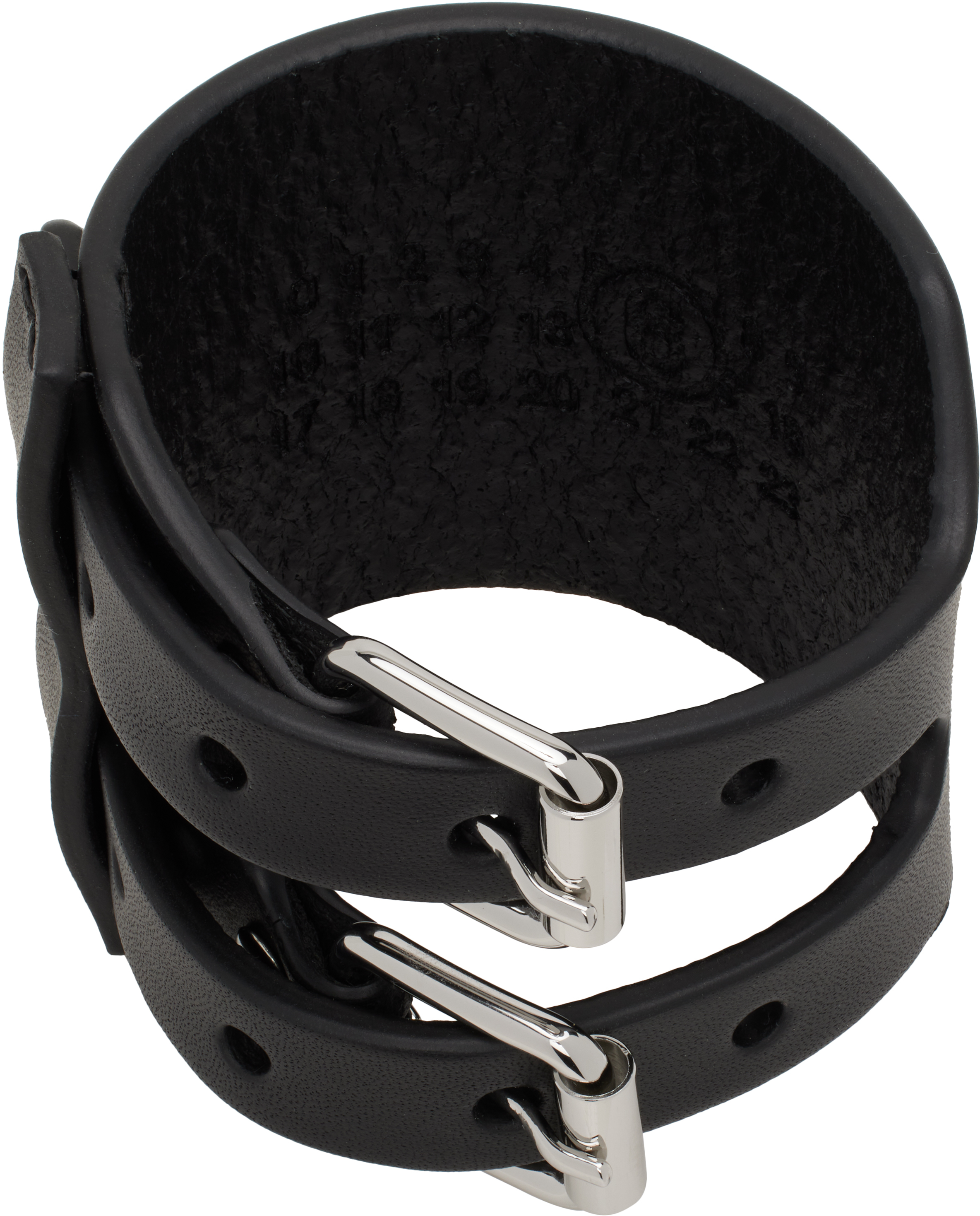 Shop Mm6 Maison Margiela Black Vegetable Leather Bracelet In T8013 Black