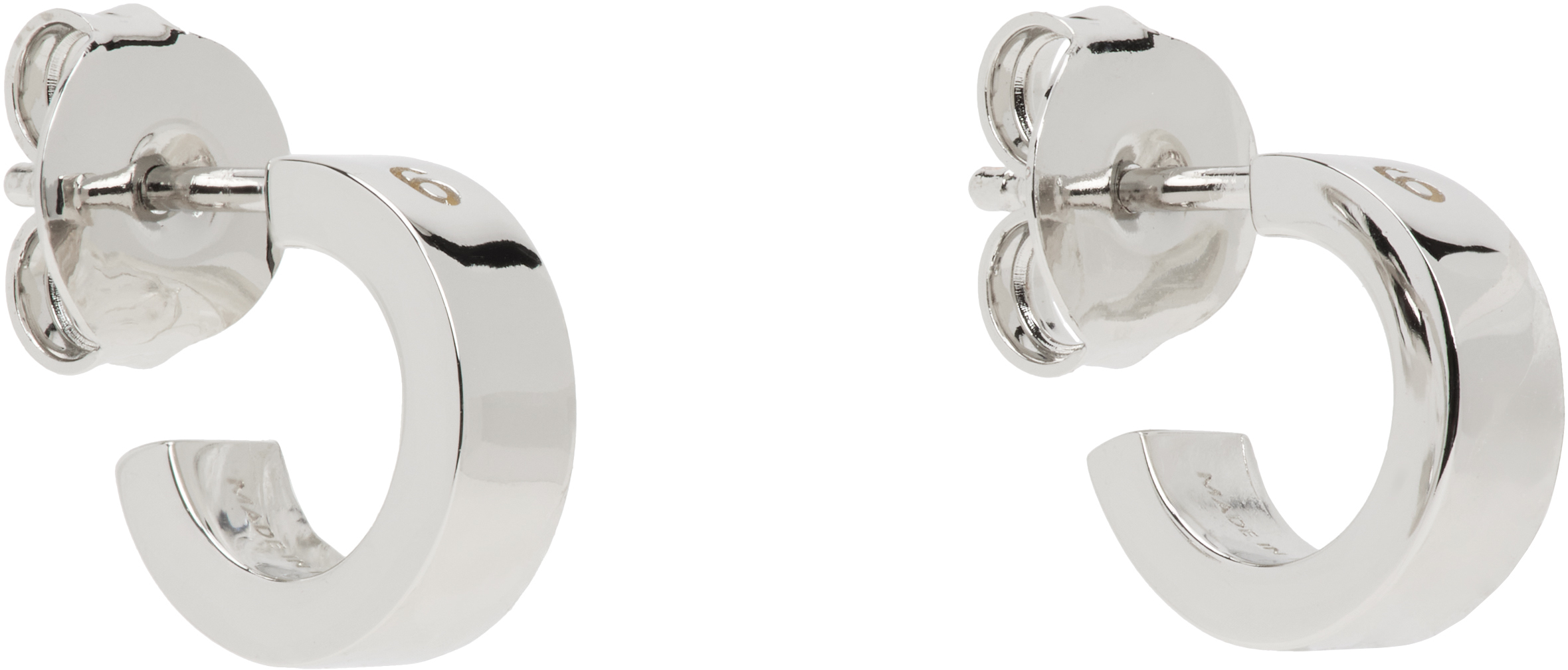 Mm6 Maison Margiela Silver Numeric Minimal Signature Hoop Earrings In 951 Polished Palladi