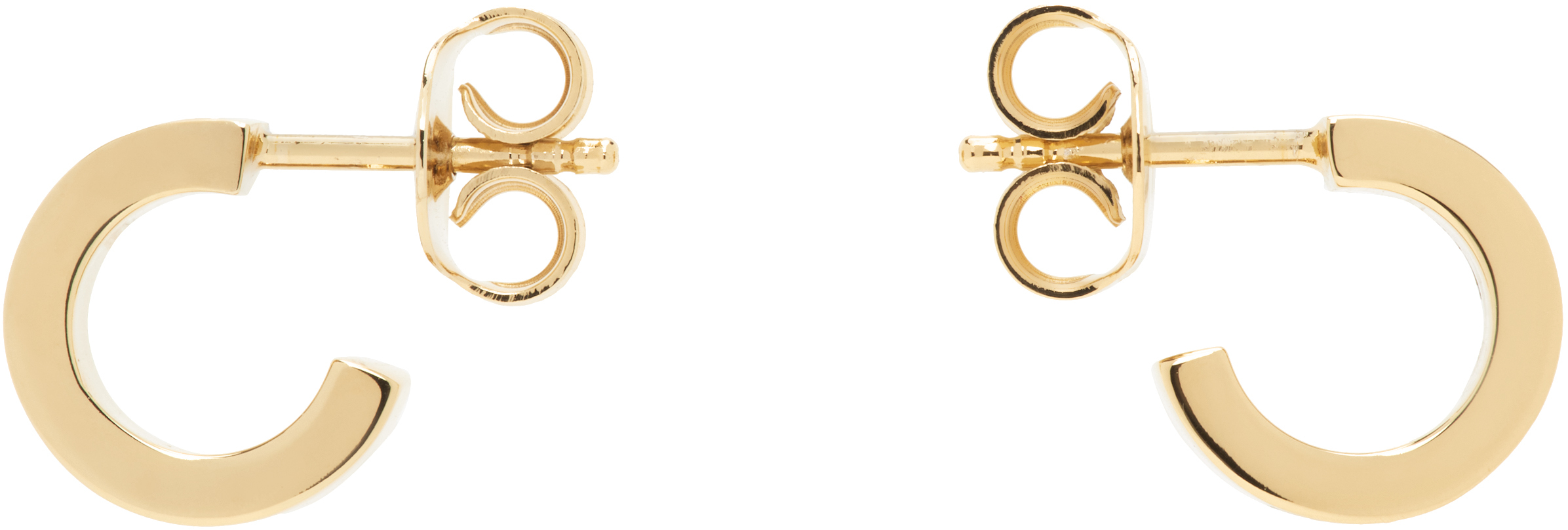 Mm6 Maison Margiela Gold Numeric Minimal Signature Hoop Earrings In 950 Polished Yellow