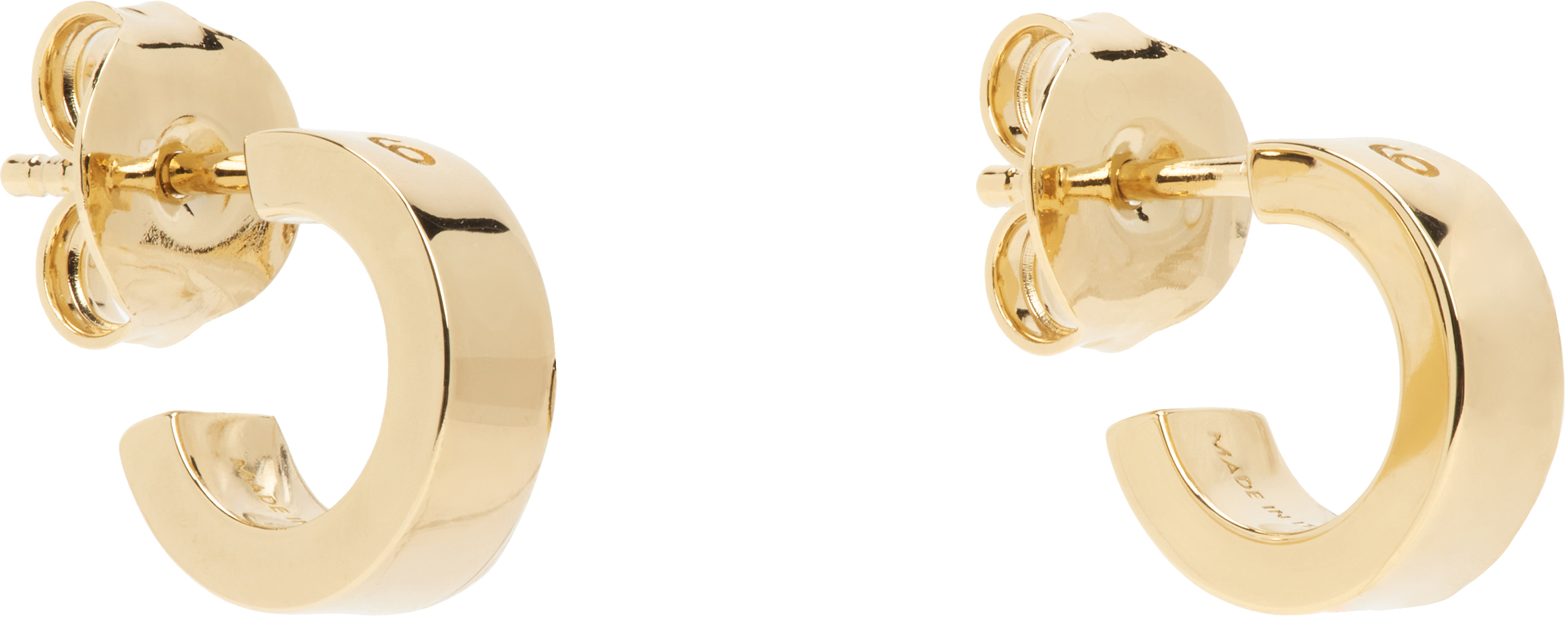 Mm6 Maison Margiela Gold Numeric Minimal Signature Hoop Earrings In 950 Polished Yellow