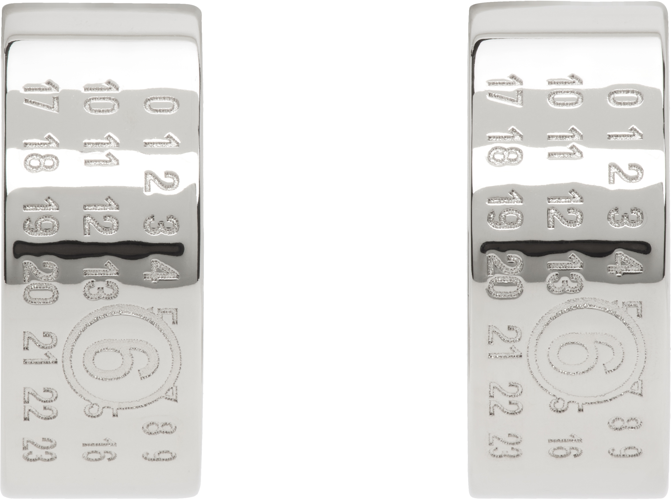 Silver New Numerical Logo Earrings