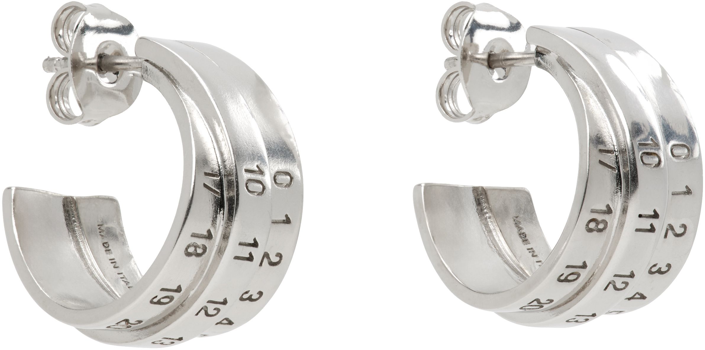 Shop Mm6 Maison Margiela Silver Numeric Earrings In 955 Brushed Palladio
