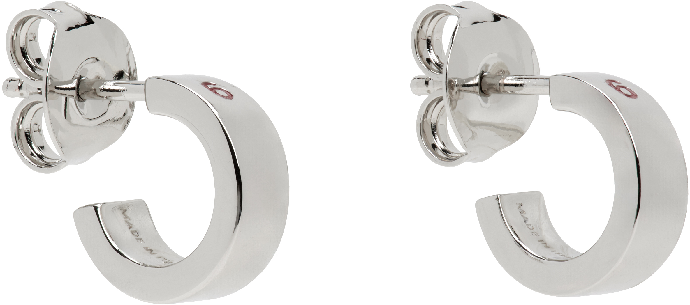 MM6 MAISON MARGIELA SILVER 'YEAR OF THE SNAKE' MINIMAL NUMERIC EARRINGS 