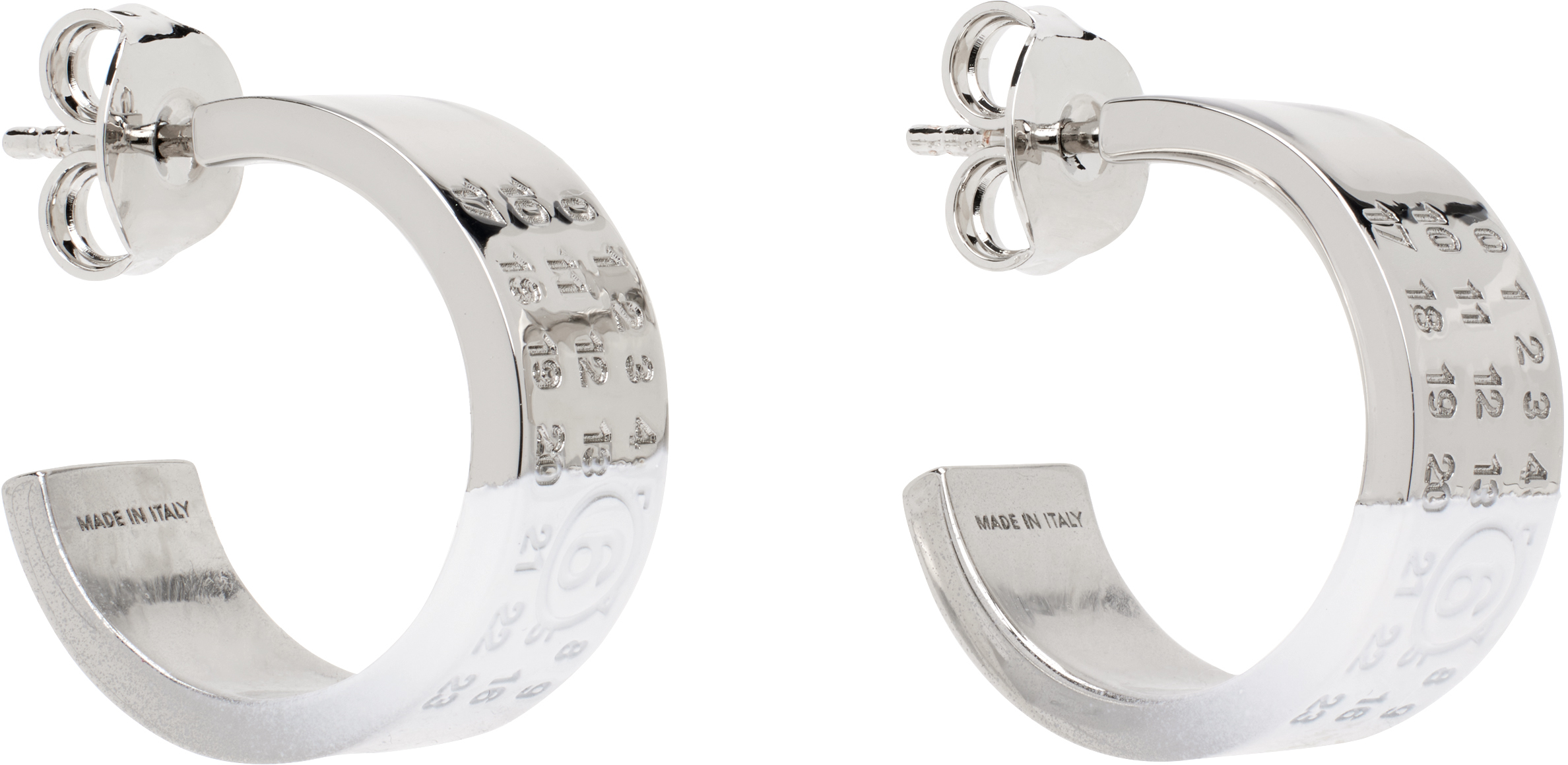 Shop Mm6 Maison Margiela Silver Minimal Logo 8 Earrings In 971 Palladio Plished