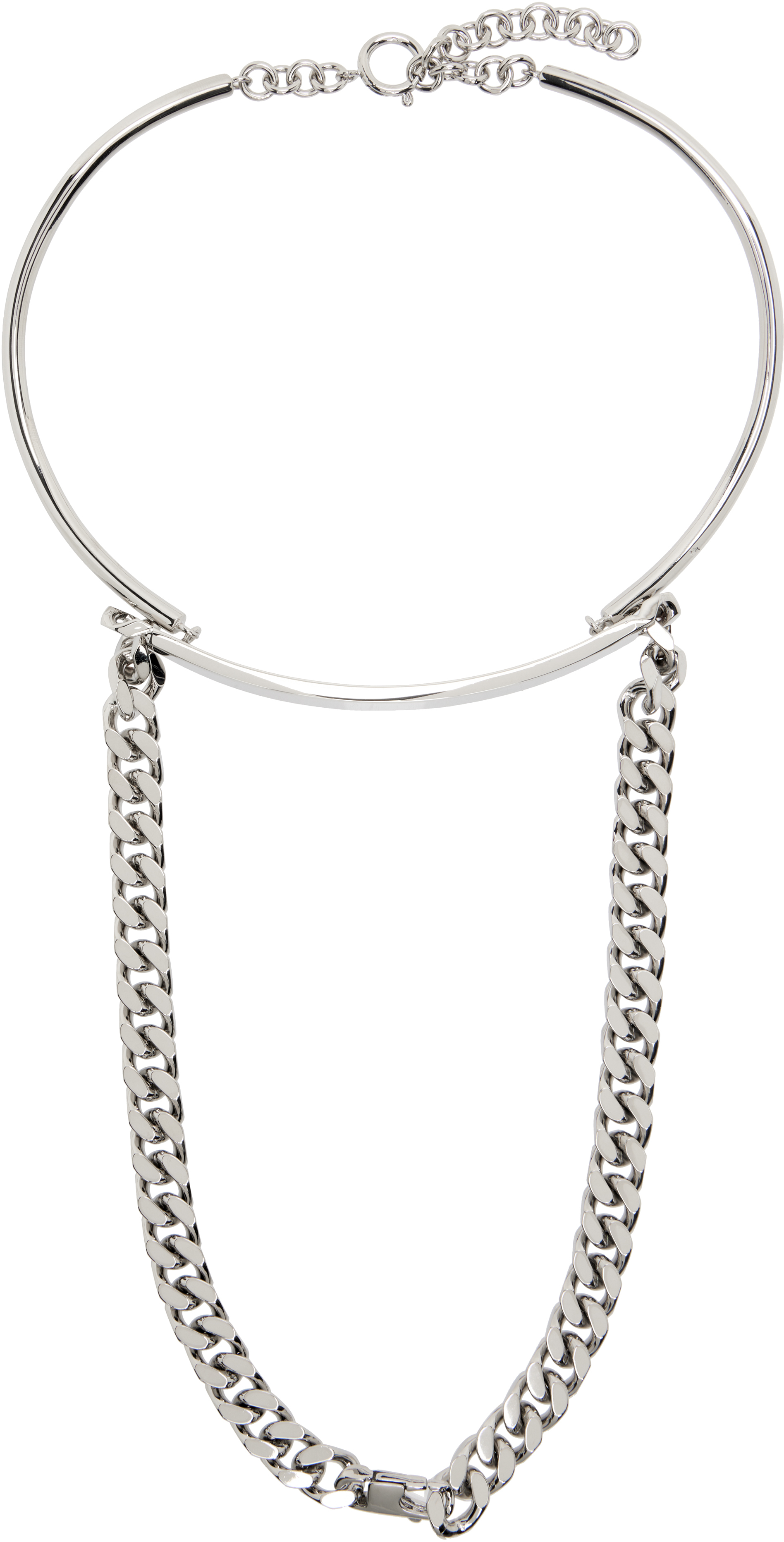 MM6 MAISON MARGIELA SILVER MIXED CHAIN NECKLACE