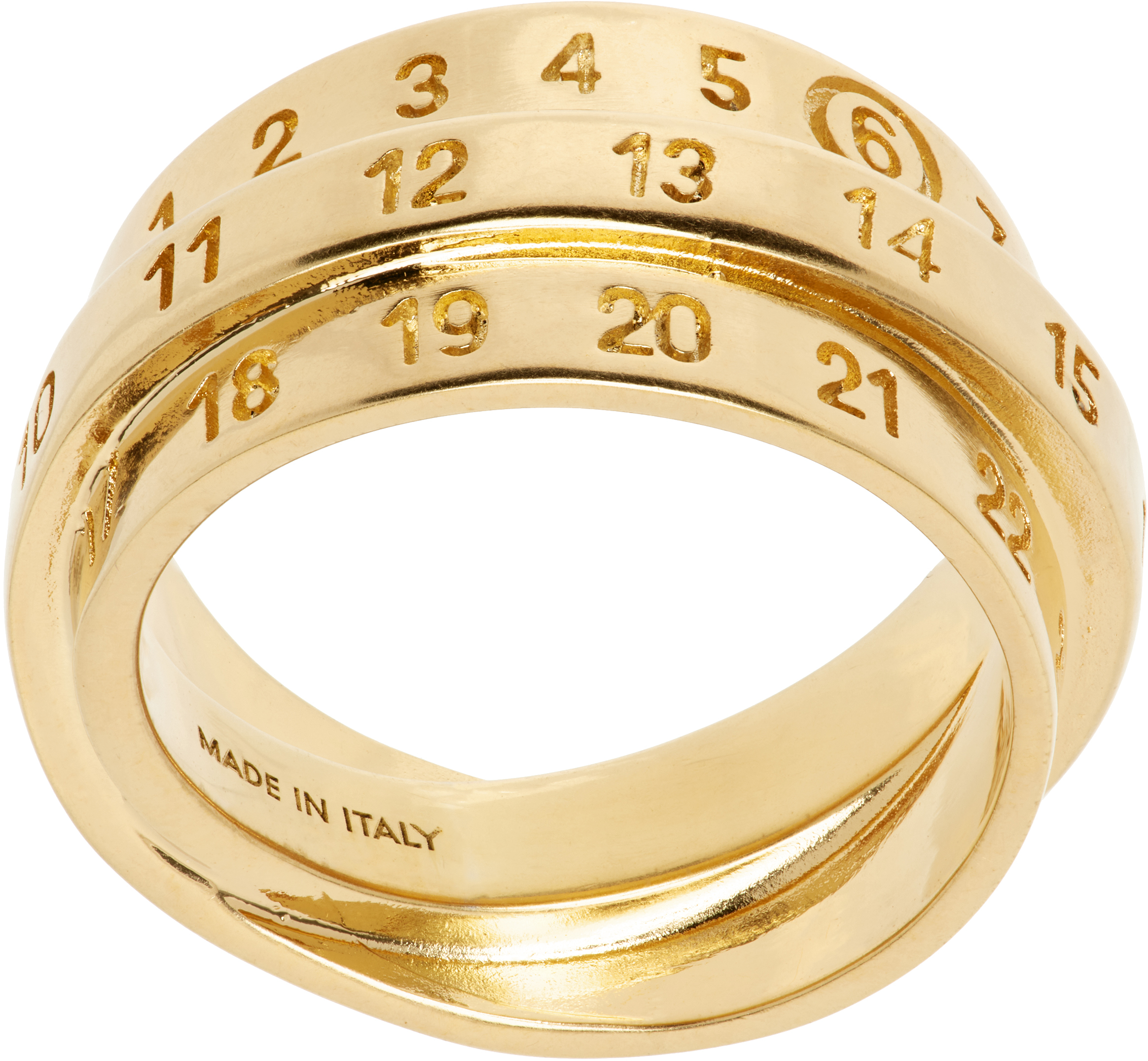Mm6 Maison Margiela Mm6 By Maison Margiela Numbers-motif Ring In 954 Yellow Gold Brus