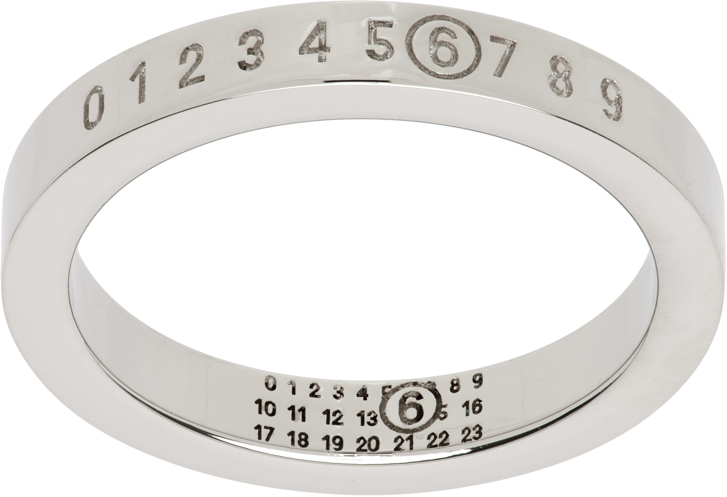 Shop Mm6 Maison Margiela Silver Minimal Logo Ring In 951 Palladio Polishe