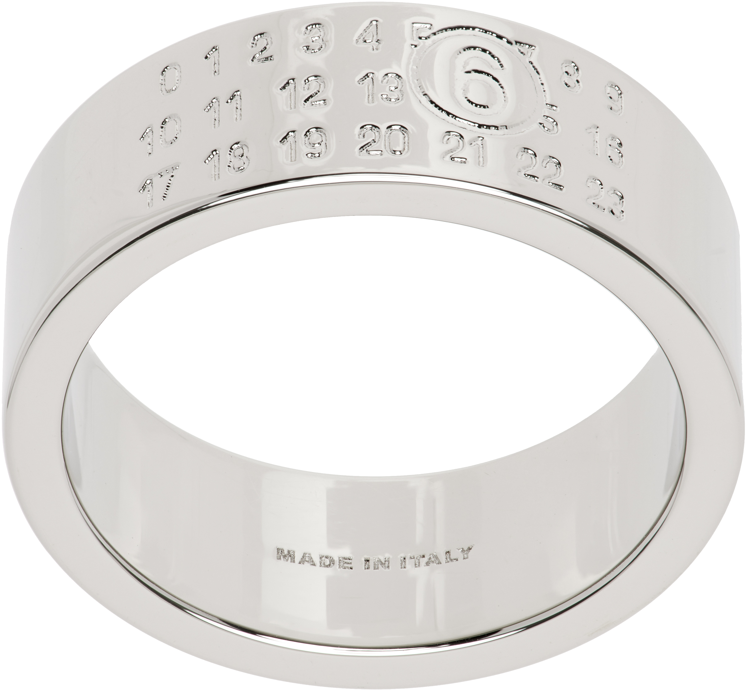 Shop Mm6 Maison Margiela Silver Numeric Minimal Signature Ring In 951 Palladio Polishe