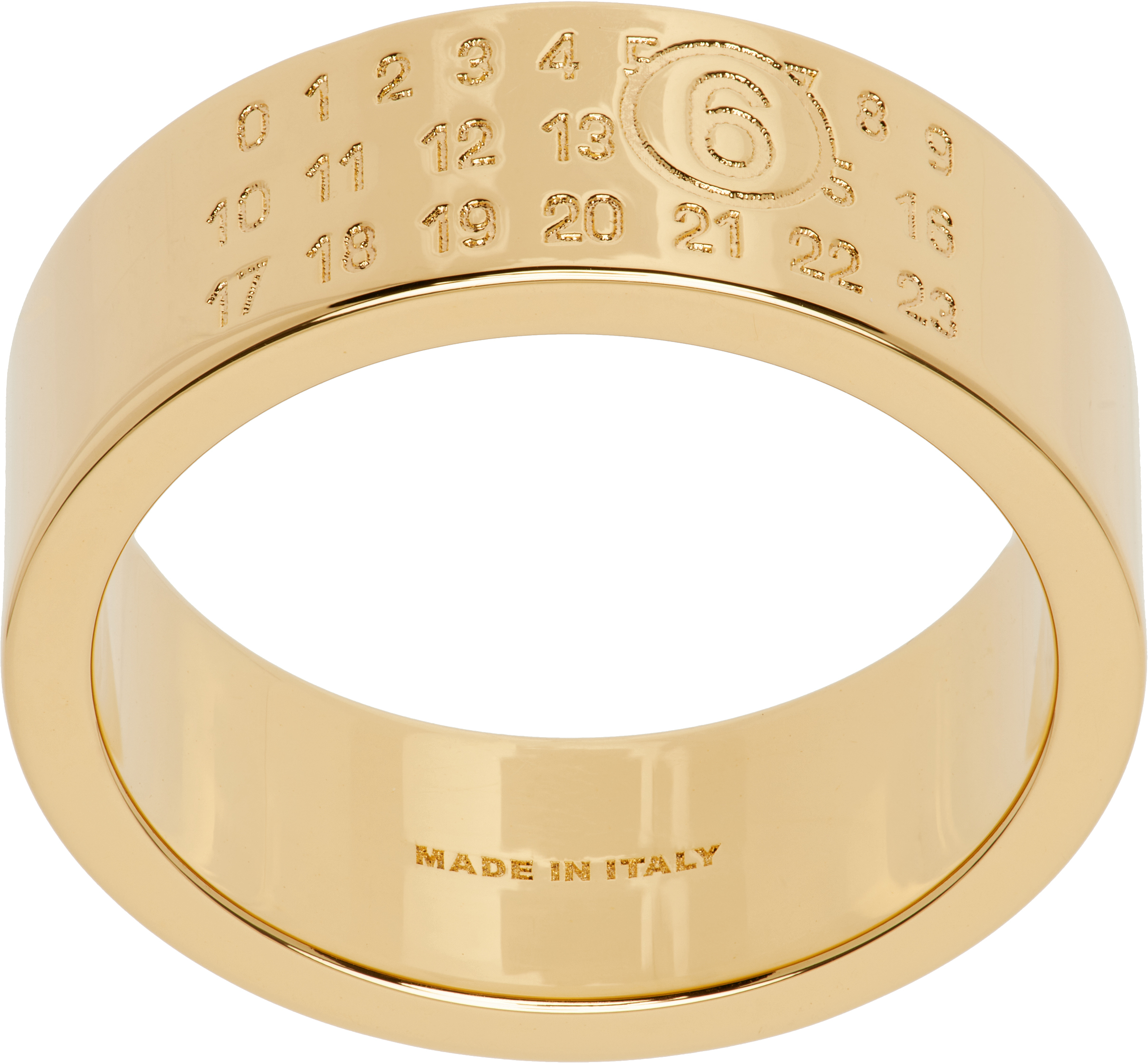 Mm6 Maison Margiela Gold Numeric Minimal Signature Ring In 950 Polished Yellow