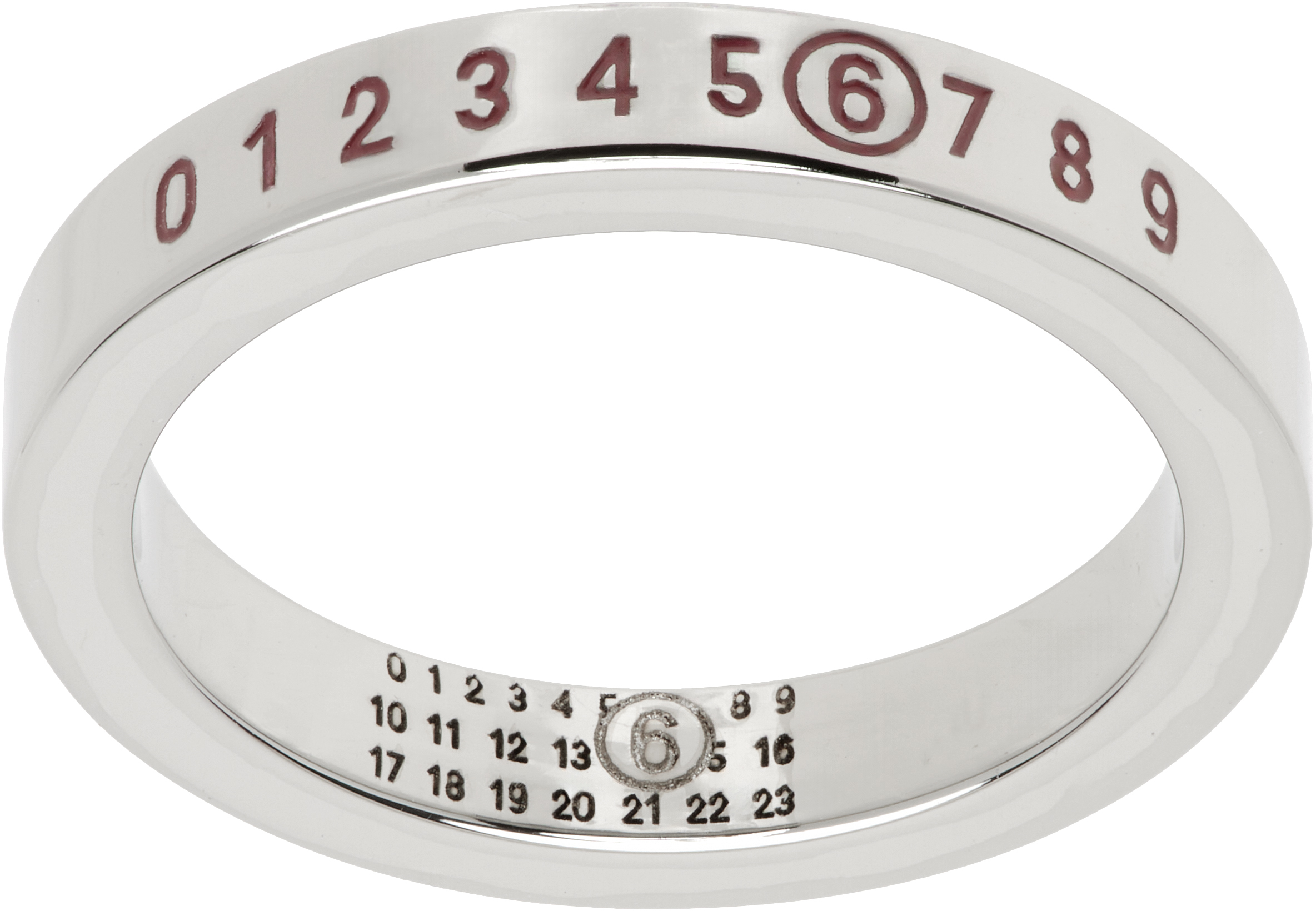 MM6 MAISON MARGIELA SILVER 'YEAR OF THE SNAKE' NUMERIC MINIMAL SIGNATURE RING