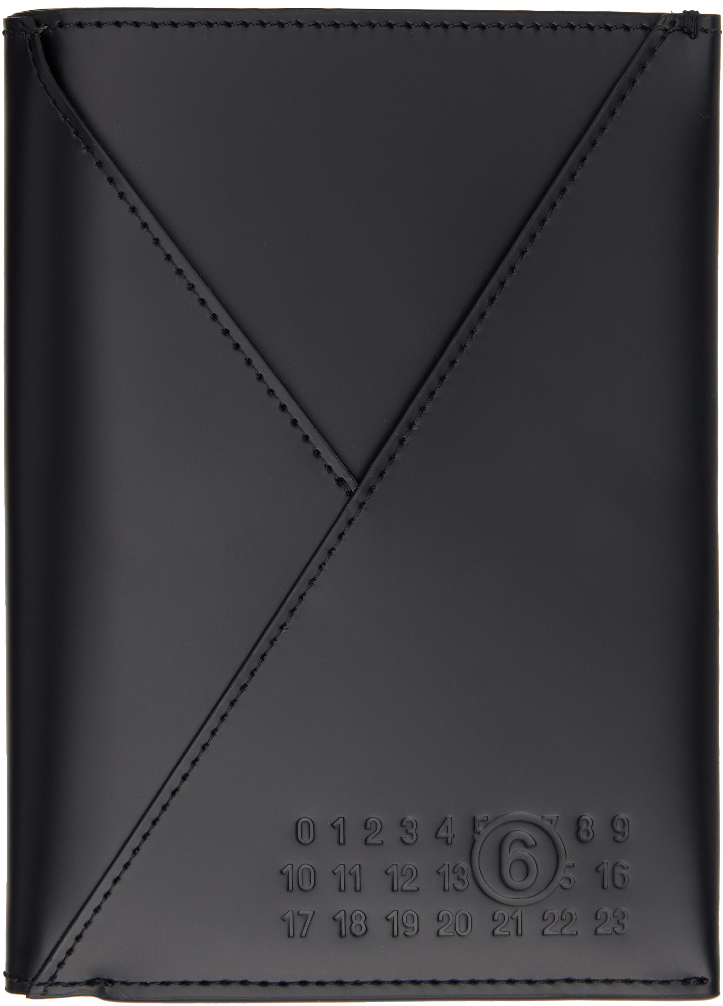 Shop Mm6 Maison Margiela Black Calfskin Passport Holder In T8013 Black