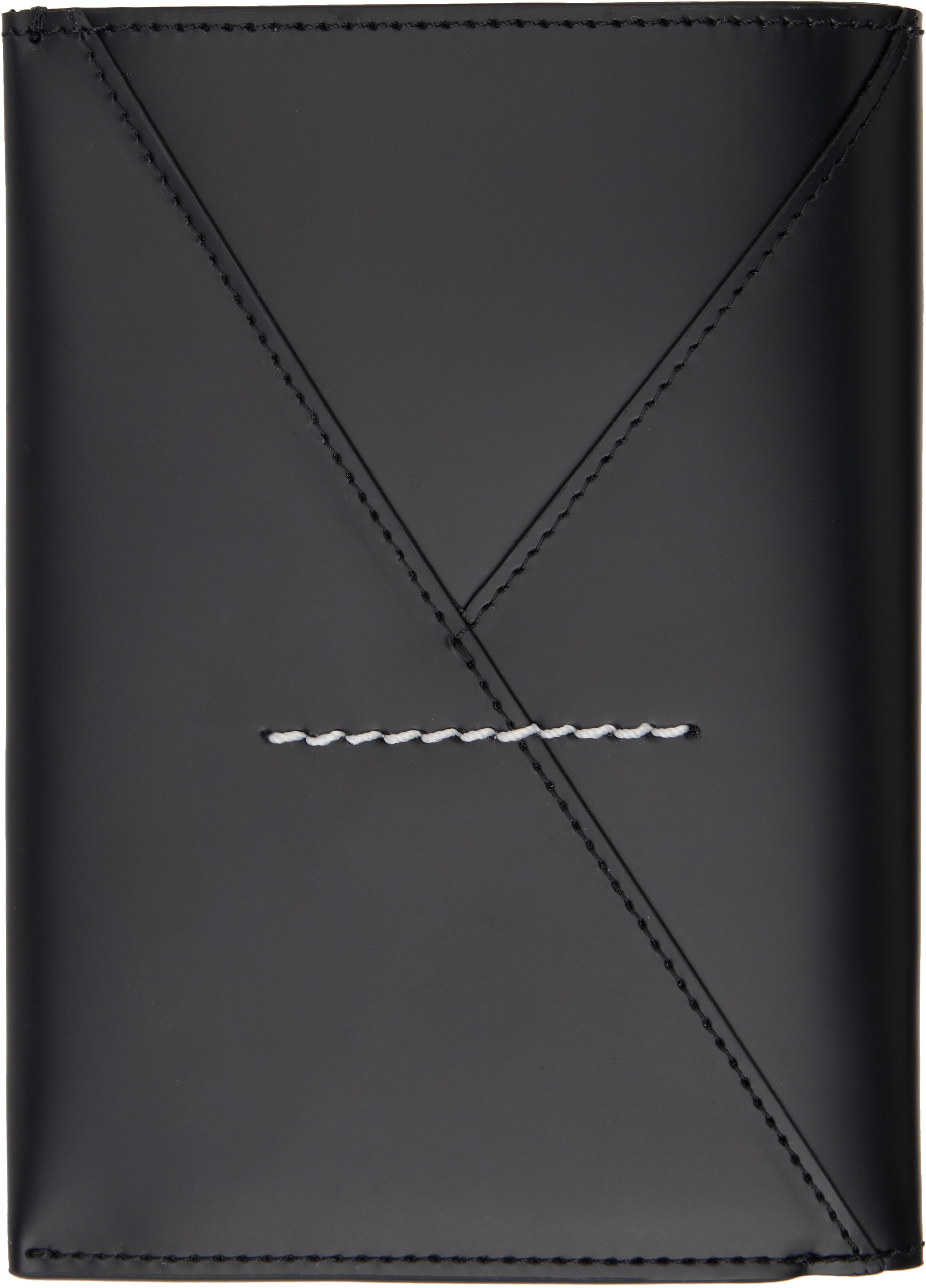 Shop Mm6 Maison Margiela Black Calfskin Passport Holder In T8013 Black