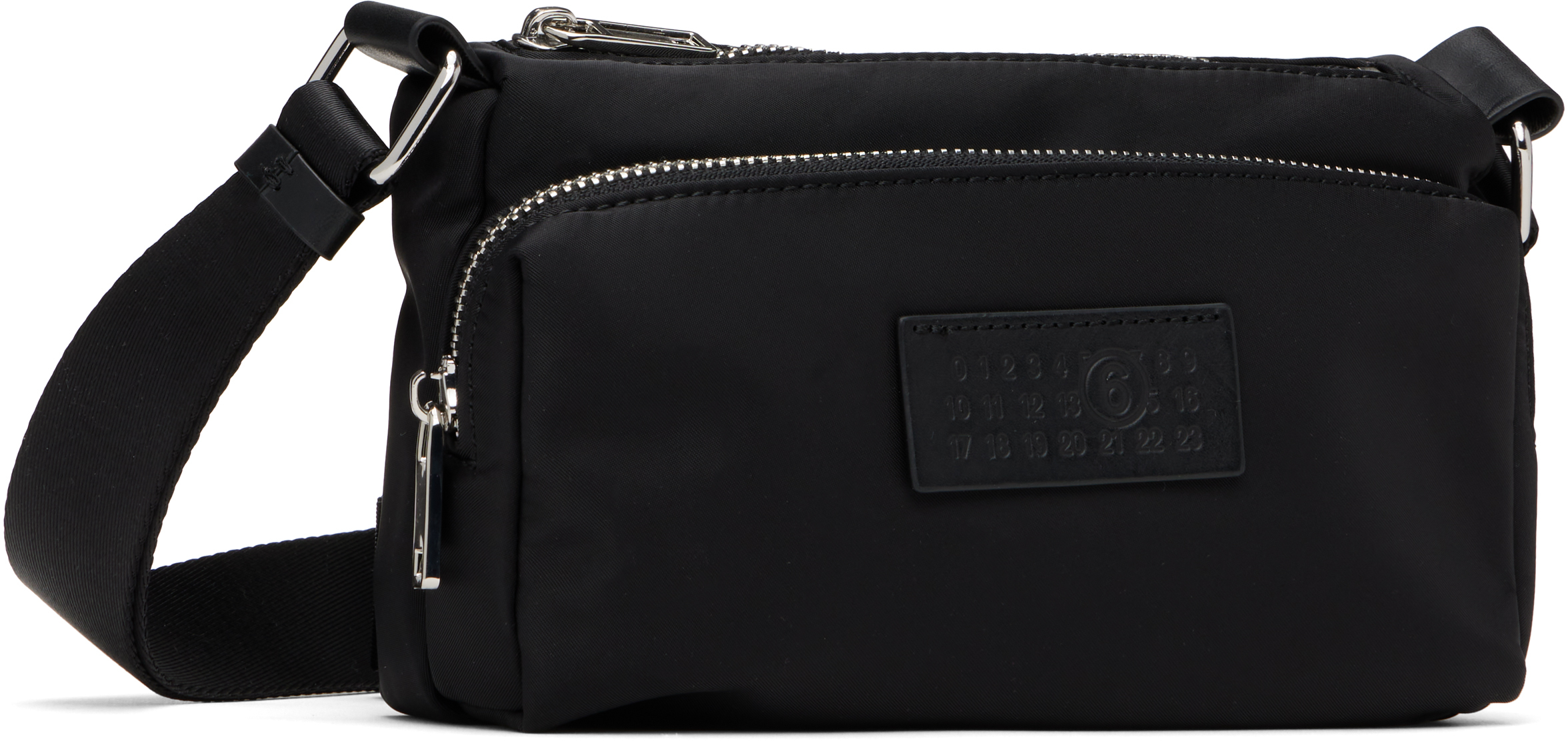 MM6 MAISON MARGIELA BLACK NYLON POCKETS CROSSBODY BAG