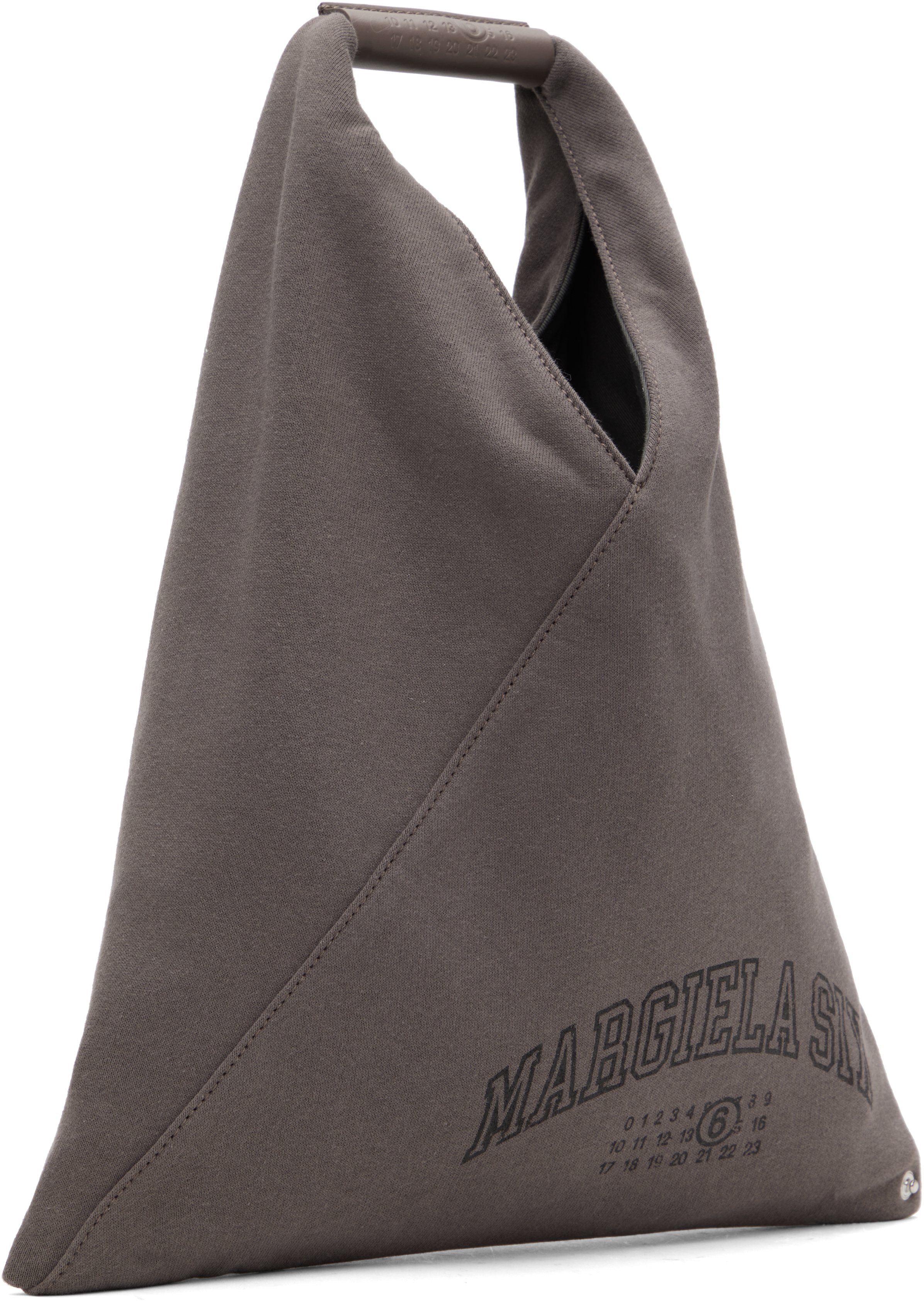 Mm6 Maison Margiela Gray Sweat Varsity Print Small Tote In T8031 Bungee Cord