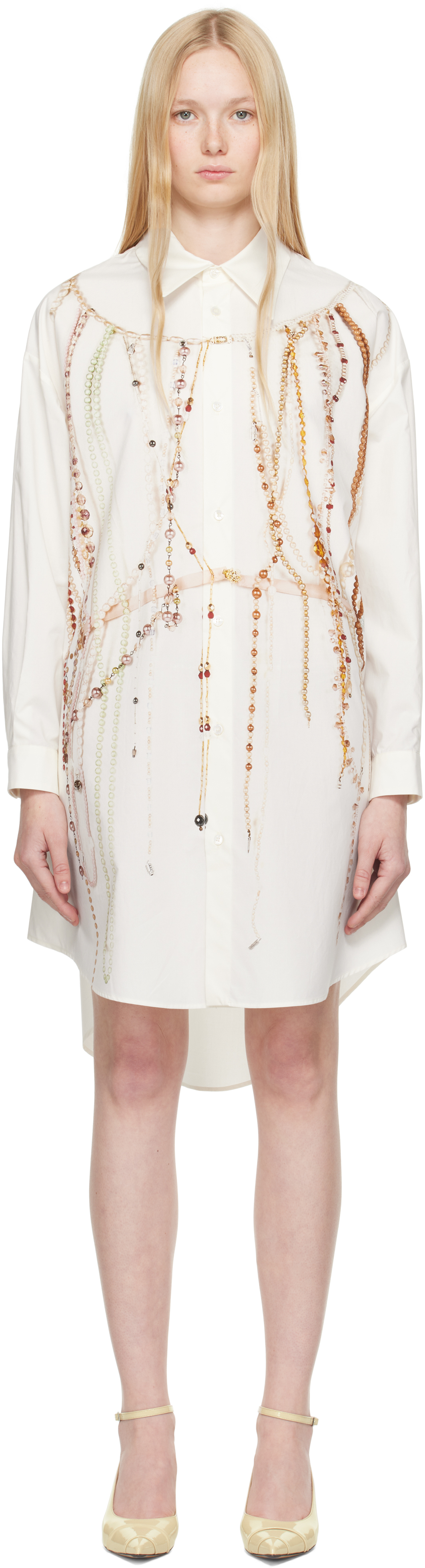 Off-White Pearl Shirt Minidress