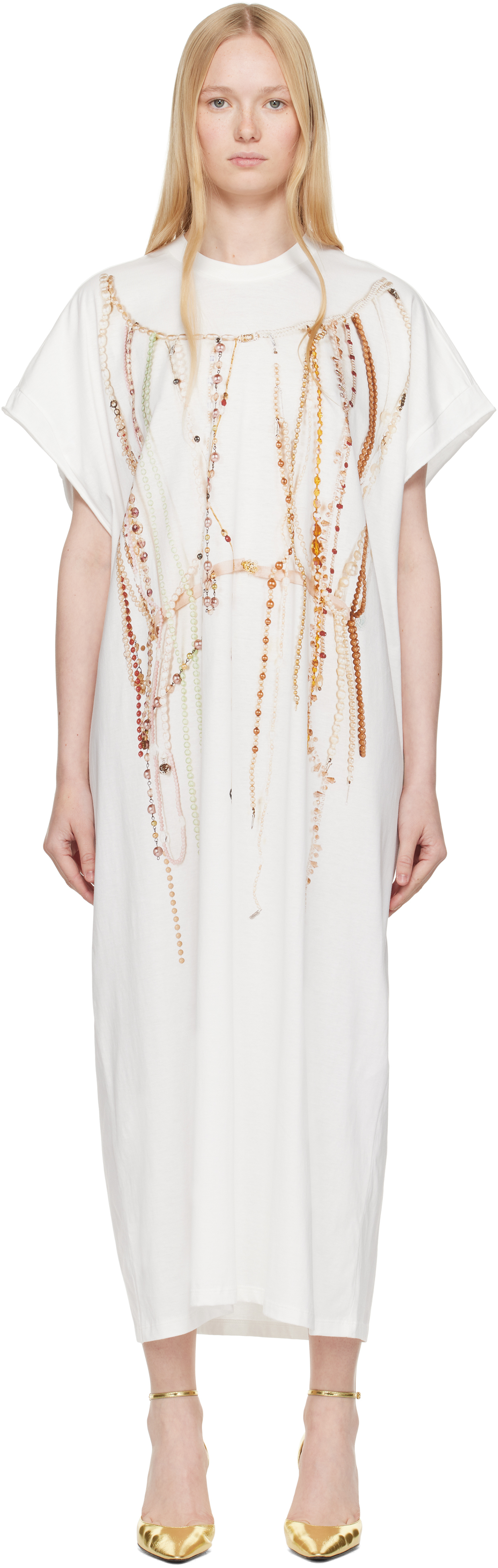 Mm6 Maison Margiela White Basic Jersey Midi Dress