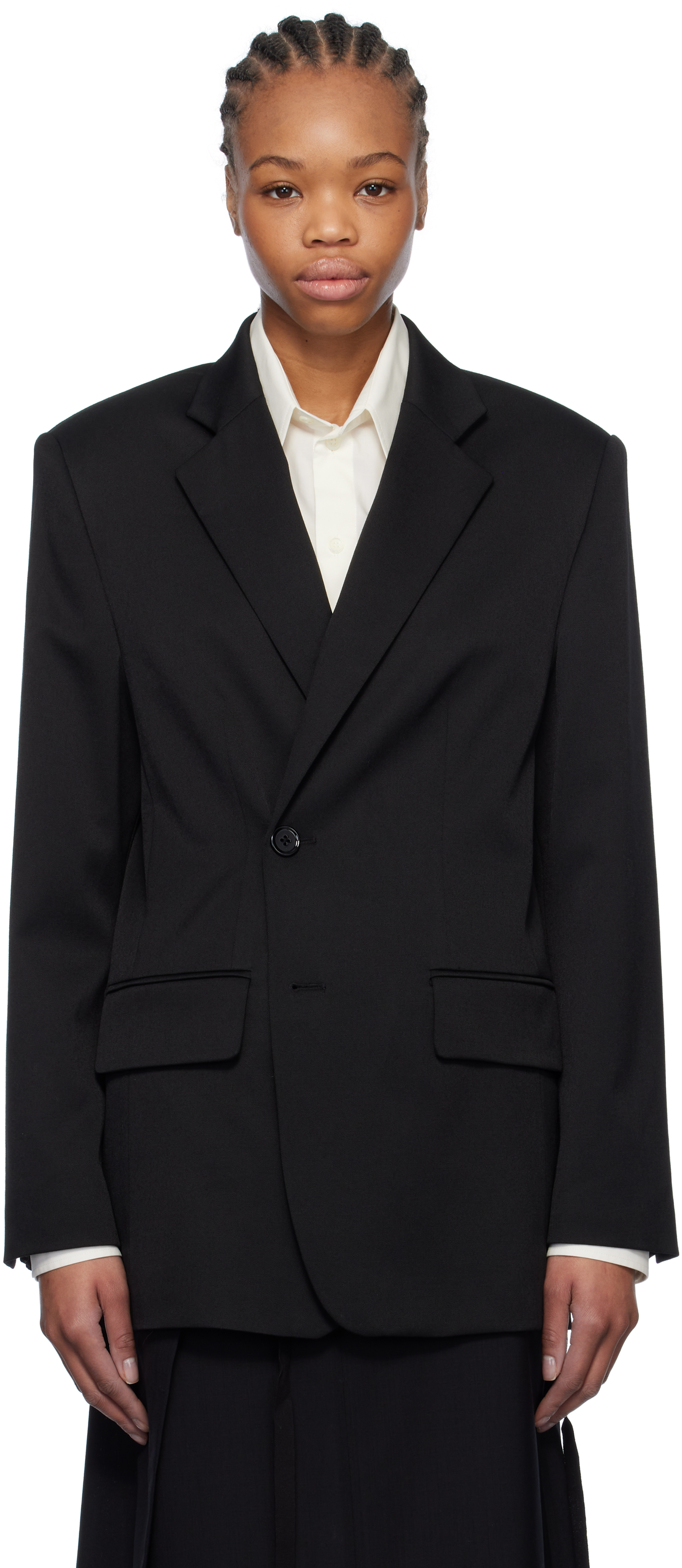 Black Tailoring Wool Suit Blazer