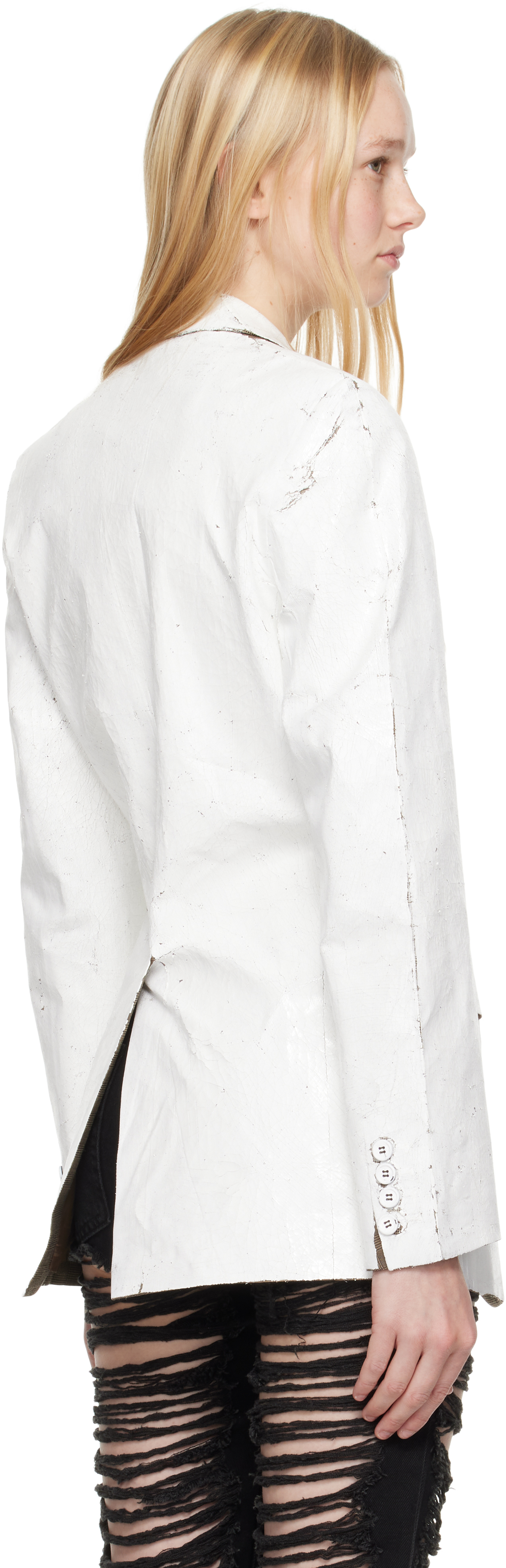 Mm6 Maison Margiela Stretch Polyester Blend Blazer With Back Vent In White